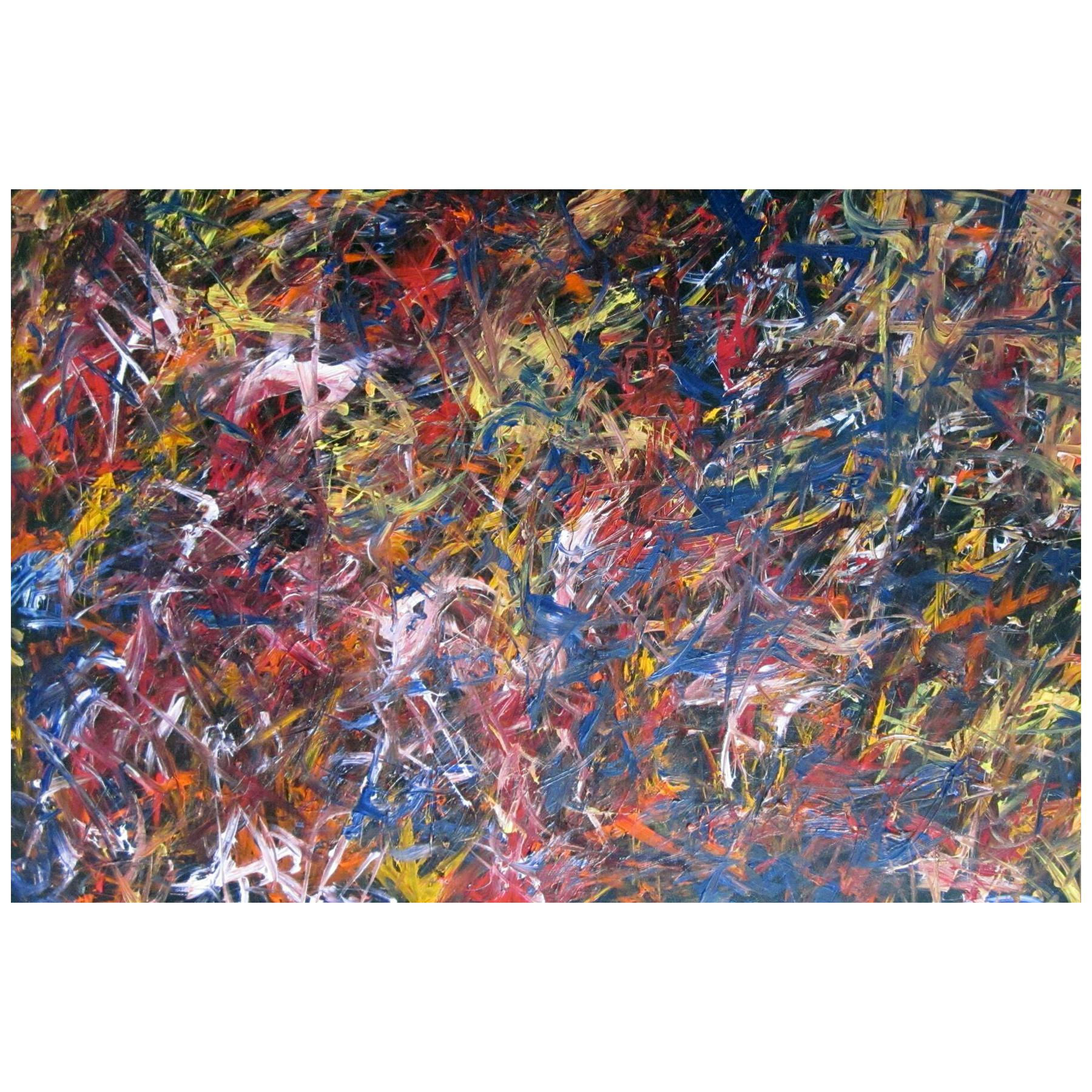 Wallpaper #f9aca Abstract Oil Painting with Thick Paint and Bright Colors by Theresa Paden