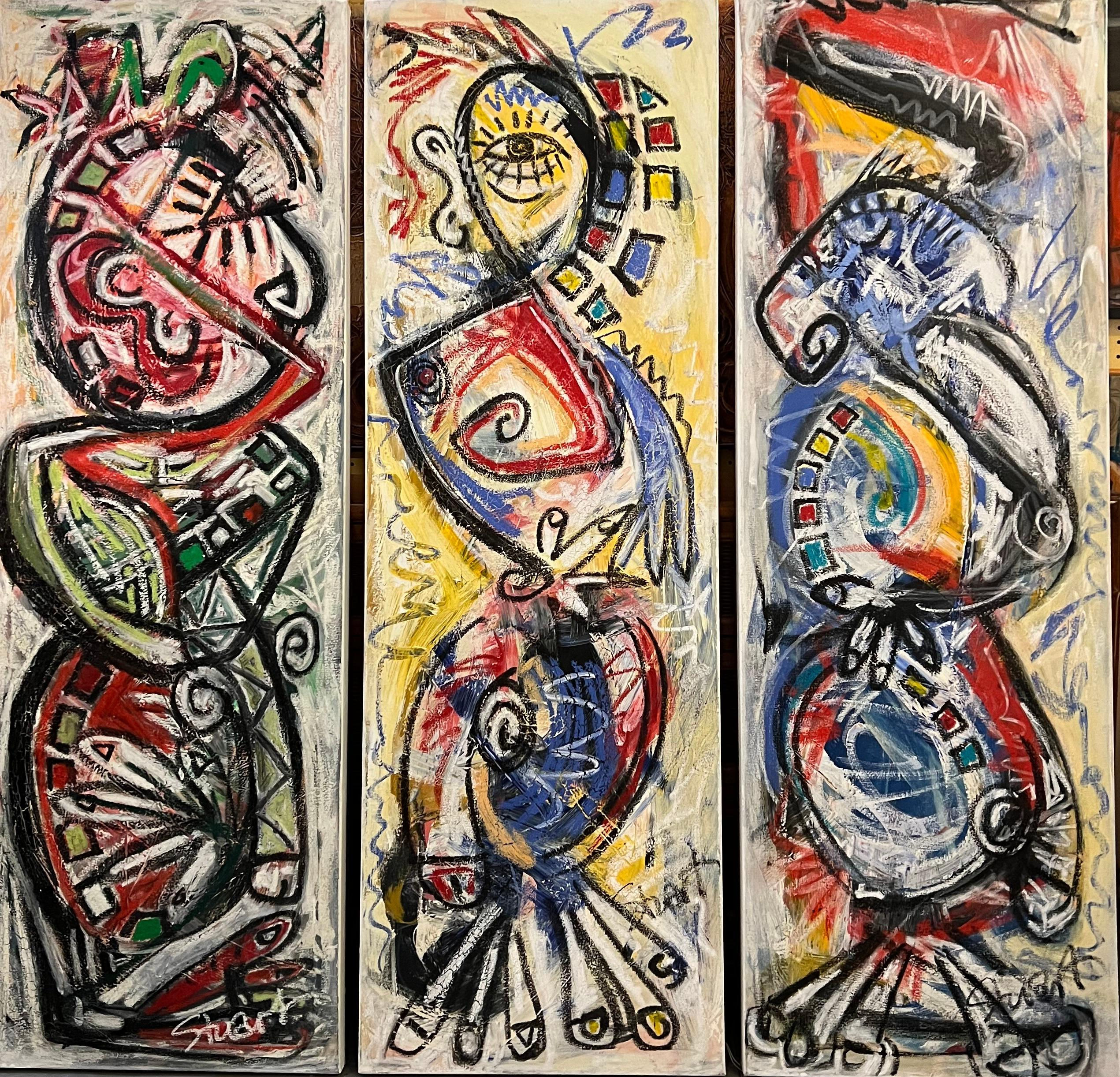 Wallpaper #SWeu7pIBSpphPi3-HV6n240 Unknown Abstract Expressionism Triptych by Stuart for Sale at 1stdibs