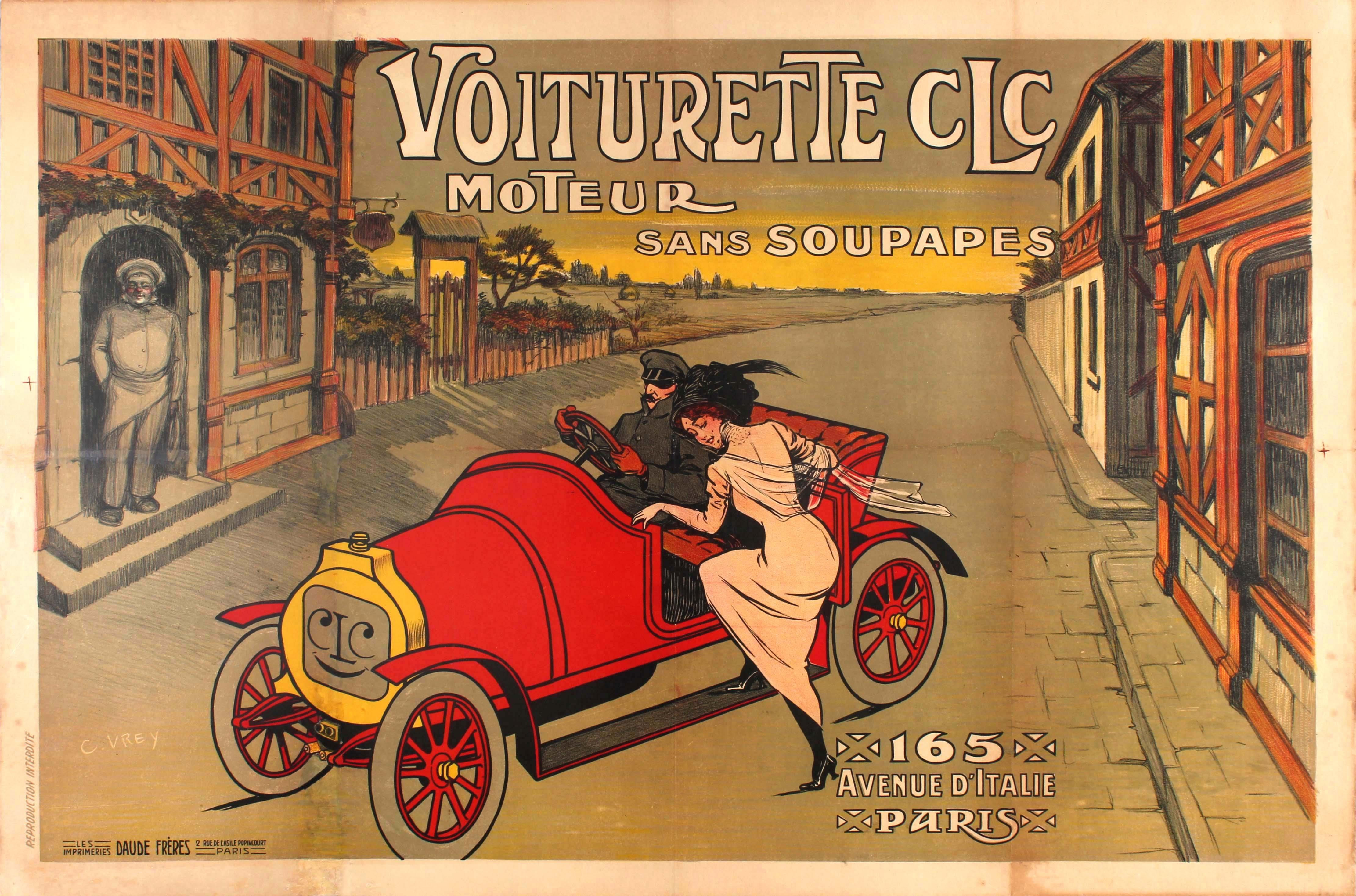 Wallpaper #3Iv-dZcBcm9NJah-tXcS144 Unknown Large Early Original Antique Car Poster for the Voiturette