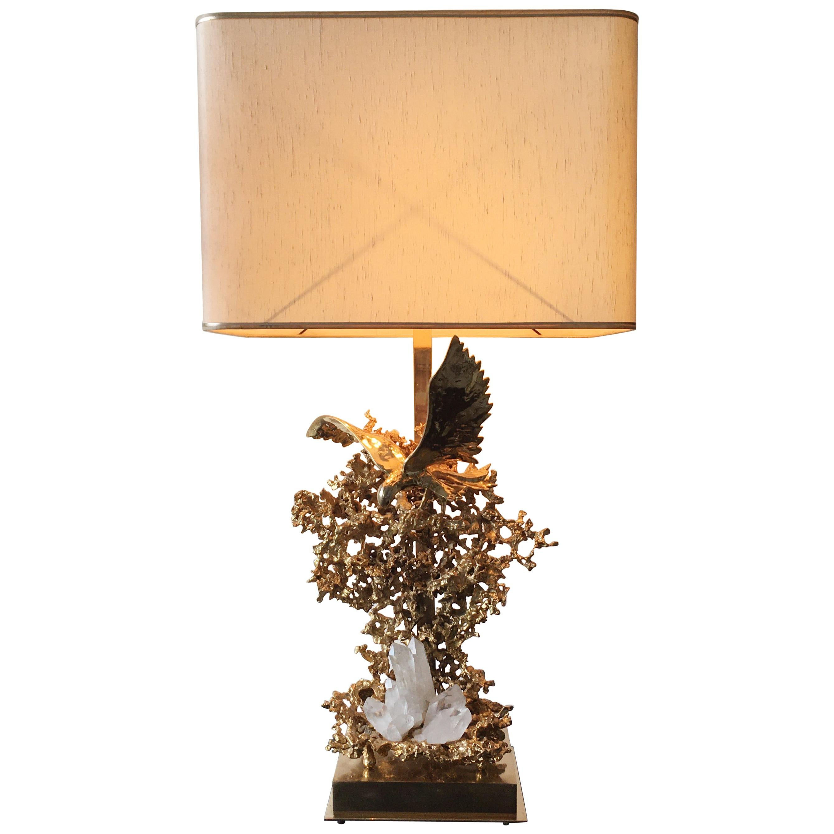 Wallpaper #7B0HLZMBlOZrFDOkWM3S520 Claude Victor Boeltz Sculptural Metal Table Lamp and Rock Cristal