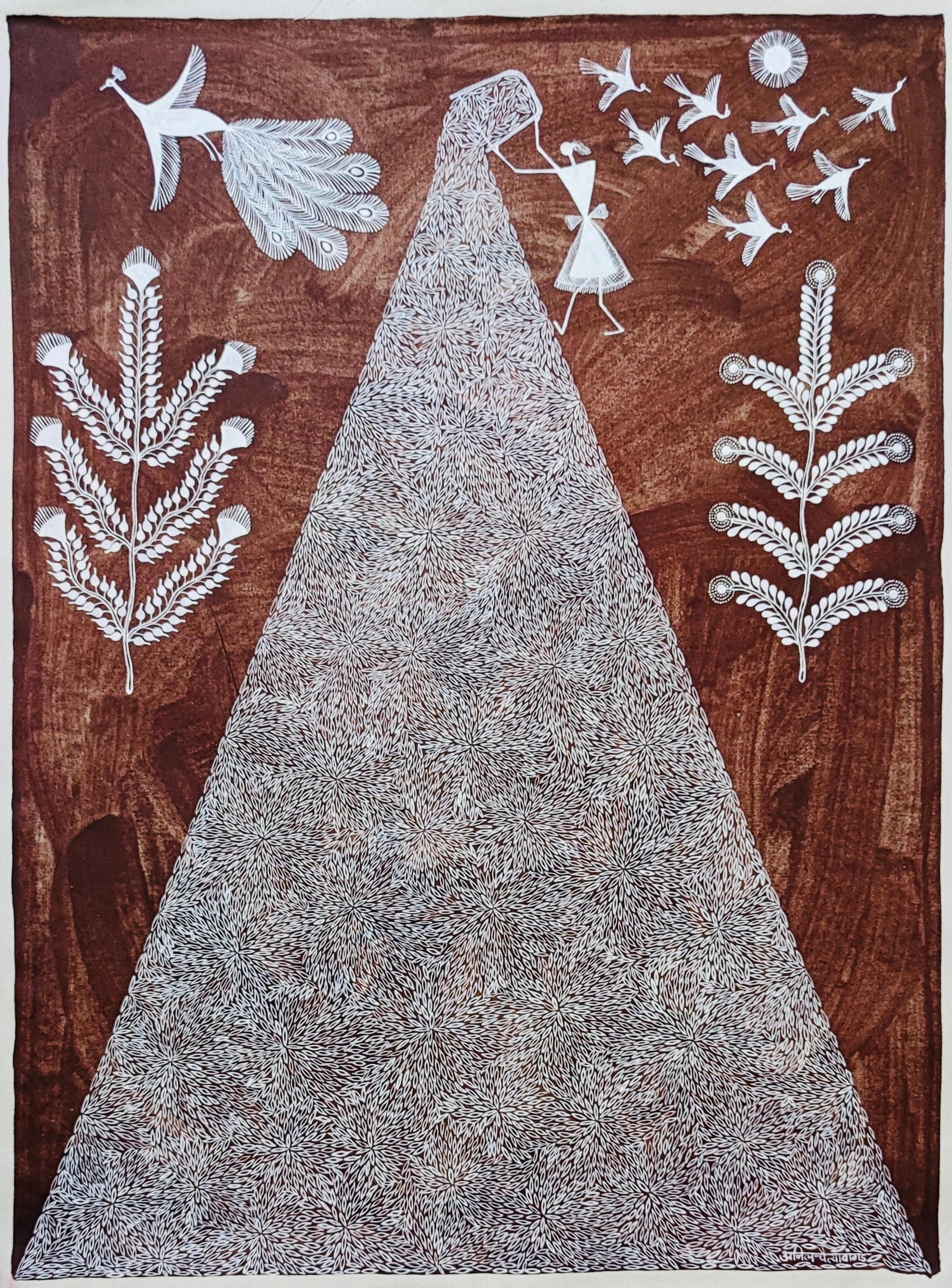 Wallpaper #Or7nKZMByHDW_7MSm2gO240 Anil Vangad Animal Painting Canvas Tribal Art India Natural Mud