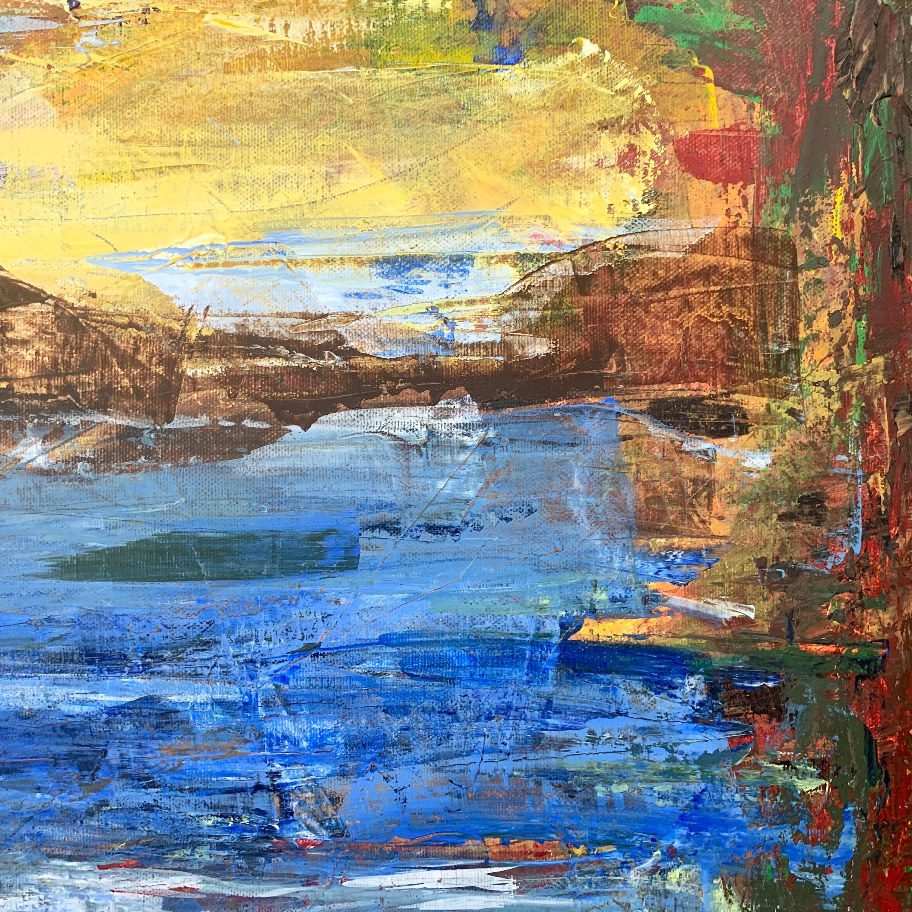 Wallpaper #SWeu7pIBSpphPi3-HV6n41 Angela Wakefield Abstract Expressionist Lake Landscape Painting by