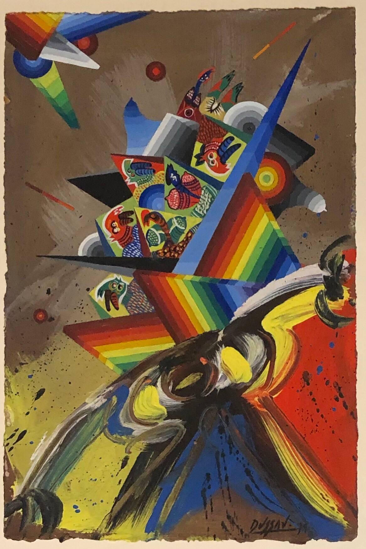 Wallpaper #gGfoDJMBSpphPi3-KuHk47 Georges Dussau French Surrealist Colorful Futurist Abstract Painting