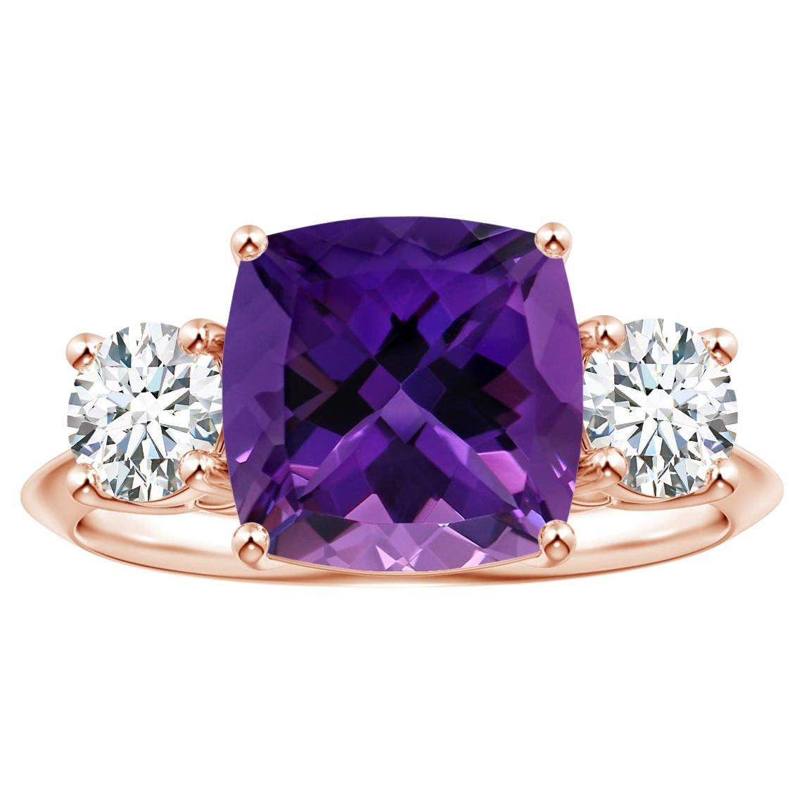 Wallpaper #XPtThpcBx-Hc5Y20D7Hr198 Customizable Angara 3 Stone Gia Certified Cushion Amethyst Ring in Rose