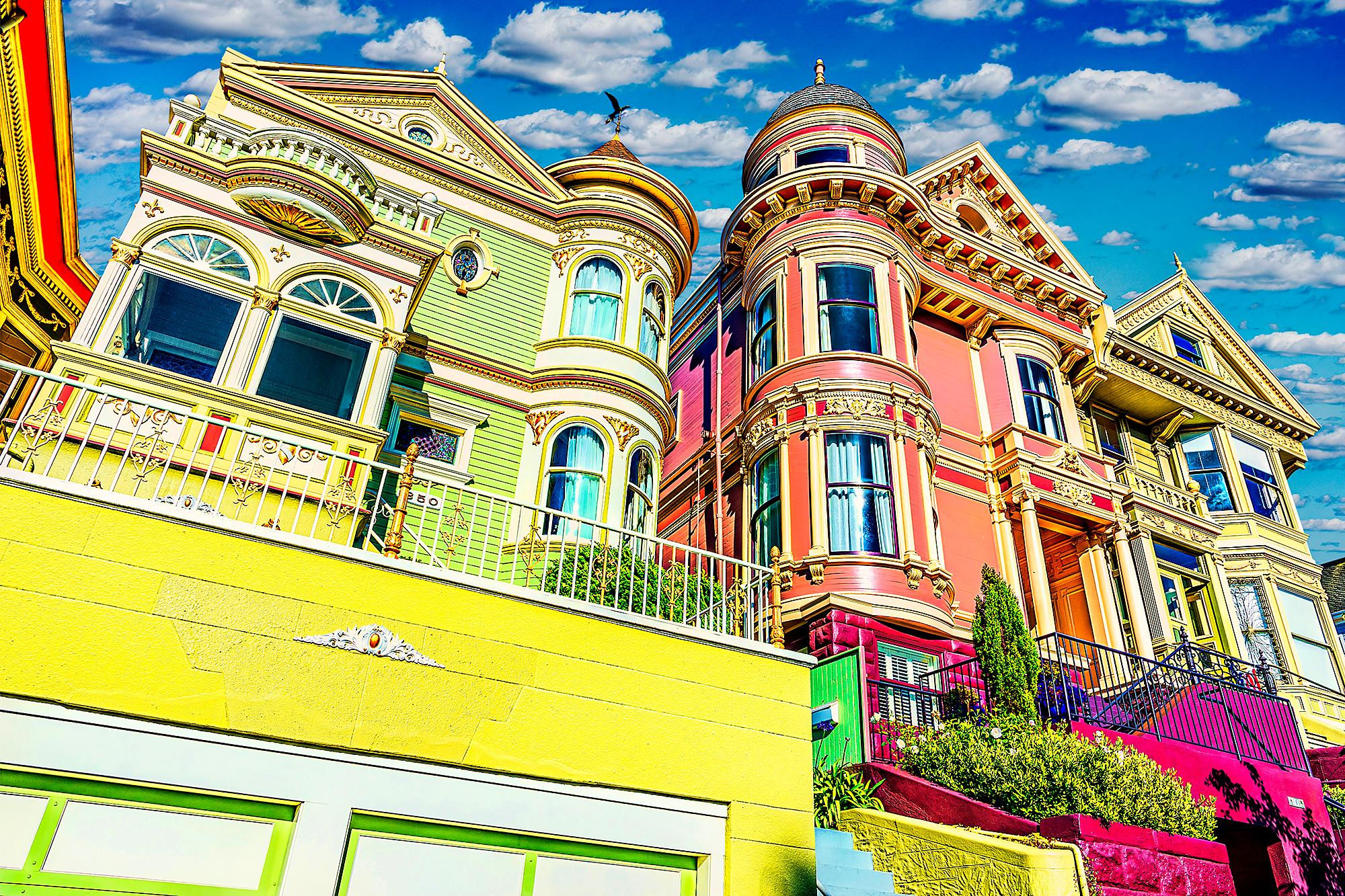 Wallpaper #z-ppVpMBlwTYPL18wg-e302 Mitchell Funk Colorful Victorians in Alamo Square San Francisco