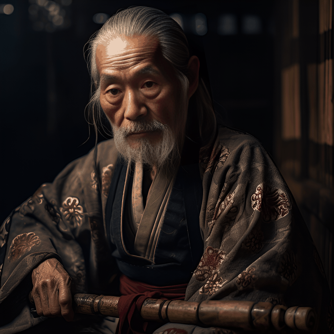 Wallpaper #xqU8MpMB0vj5YdARJtON370 Download AI Generated Old Man Samurai Royalty Free Stock Illustration