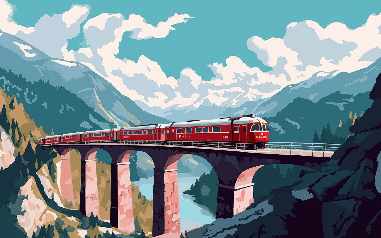 Wallpaper #xqU8MpMB0vj5YdARJtON57 Download AI Generated Train Railway Royalty Free Stock Illustration