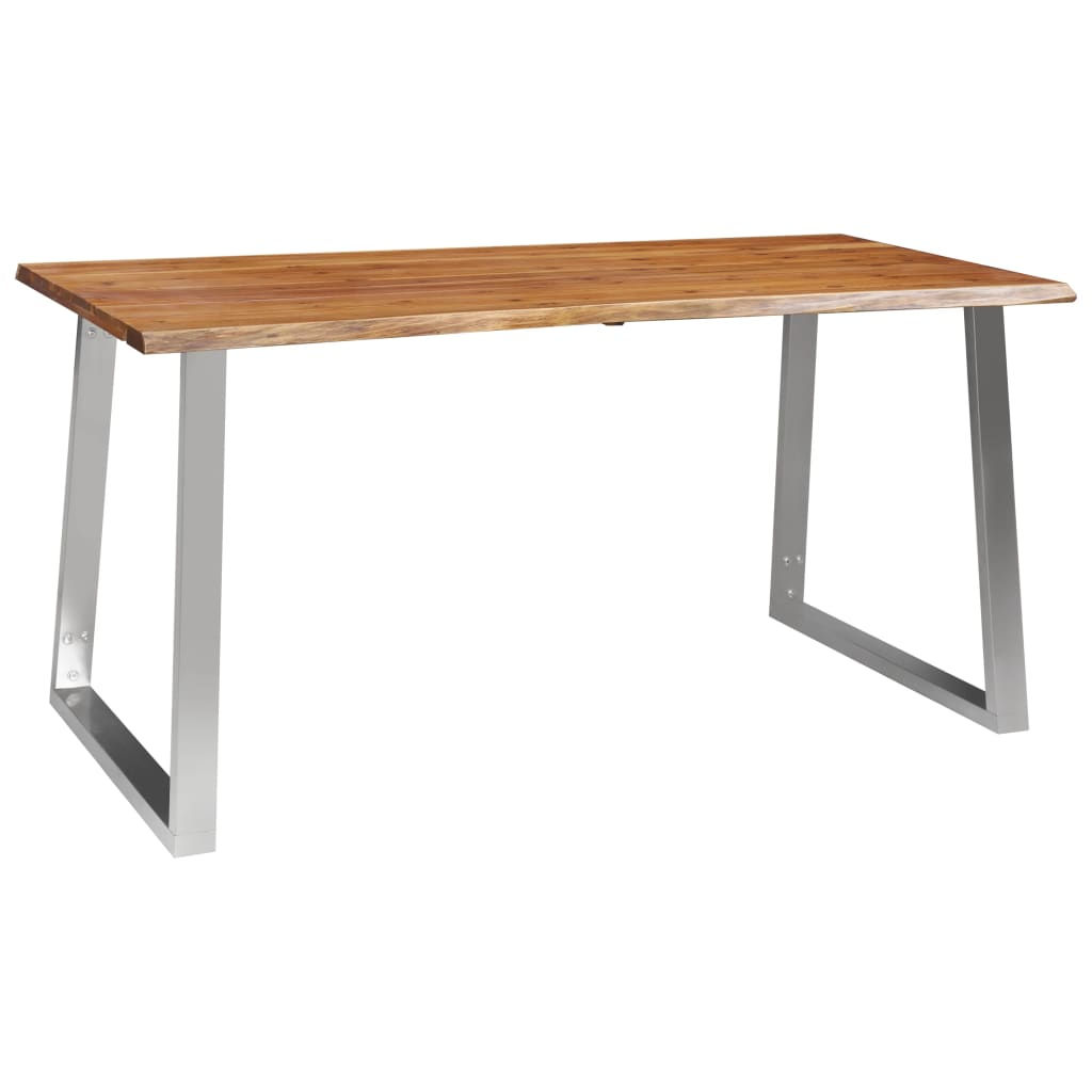 Wallpaper #7B0HLZMBlOZrFDOkWM3S135 Dining Table 160x80x75 Cm Solid Acacia Wood and Stainless Steel Home