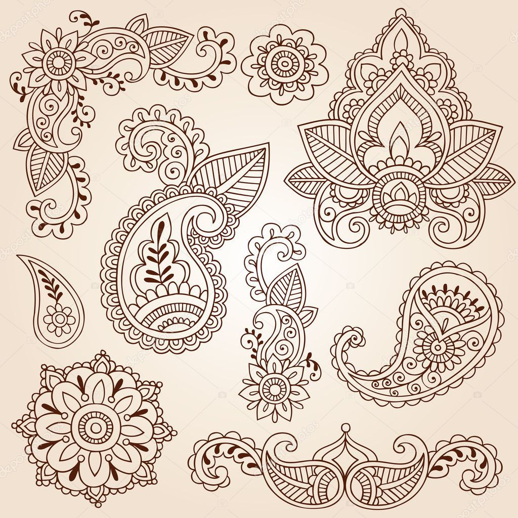 Wallpaper #WGe1CJMBSpphPi3-H8x8176 Henna Mehndi Paisley Flowers Doodle Vector Design Elements Stock