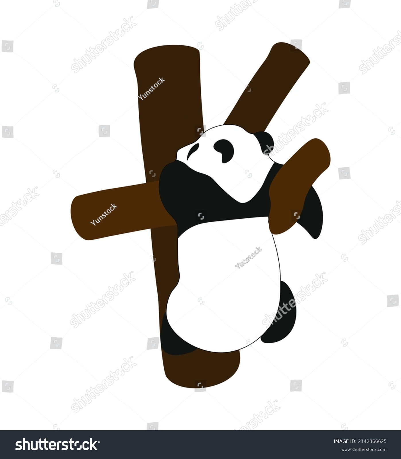 Wallpaper #9mdFCpMBSpphPi3-NNO0574 Cute Panda Climbing Tree Cartoon on Stock Illustration 2142366625