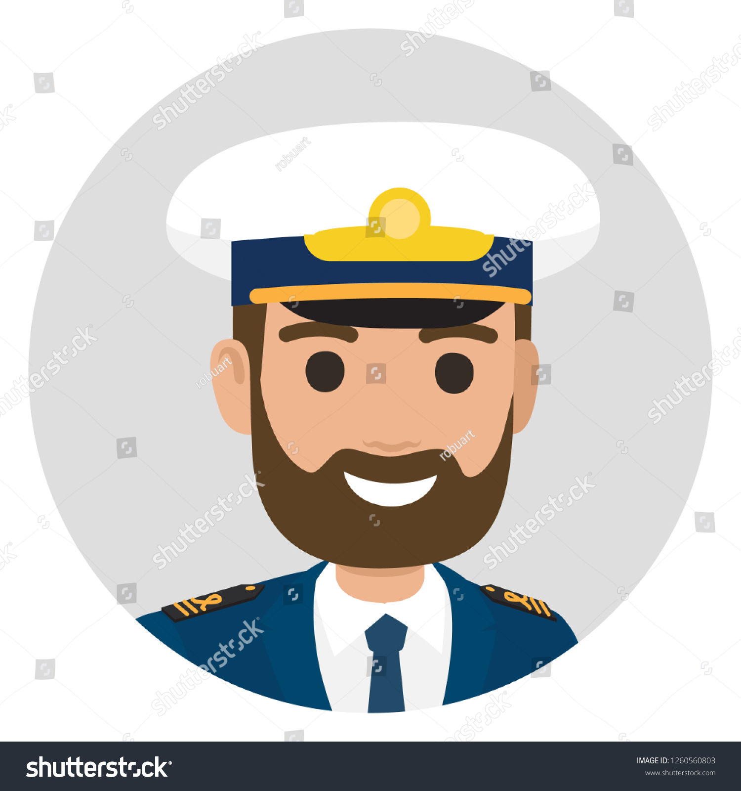 Wallpaper #0jEXNpMB5zzyi_yYPFik40 Cartoon Bearded Captain Uniform Smiles Broadly Stock Illustration