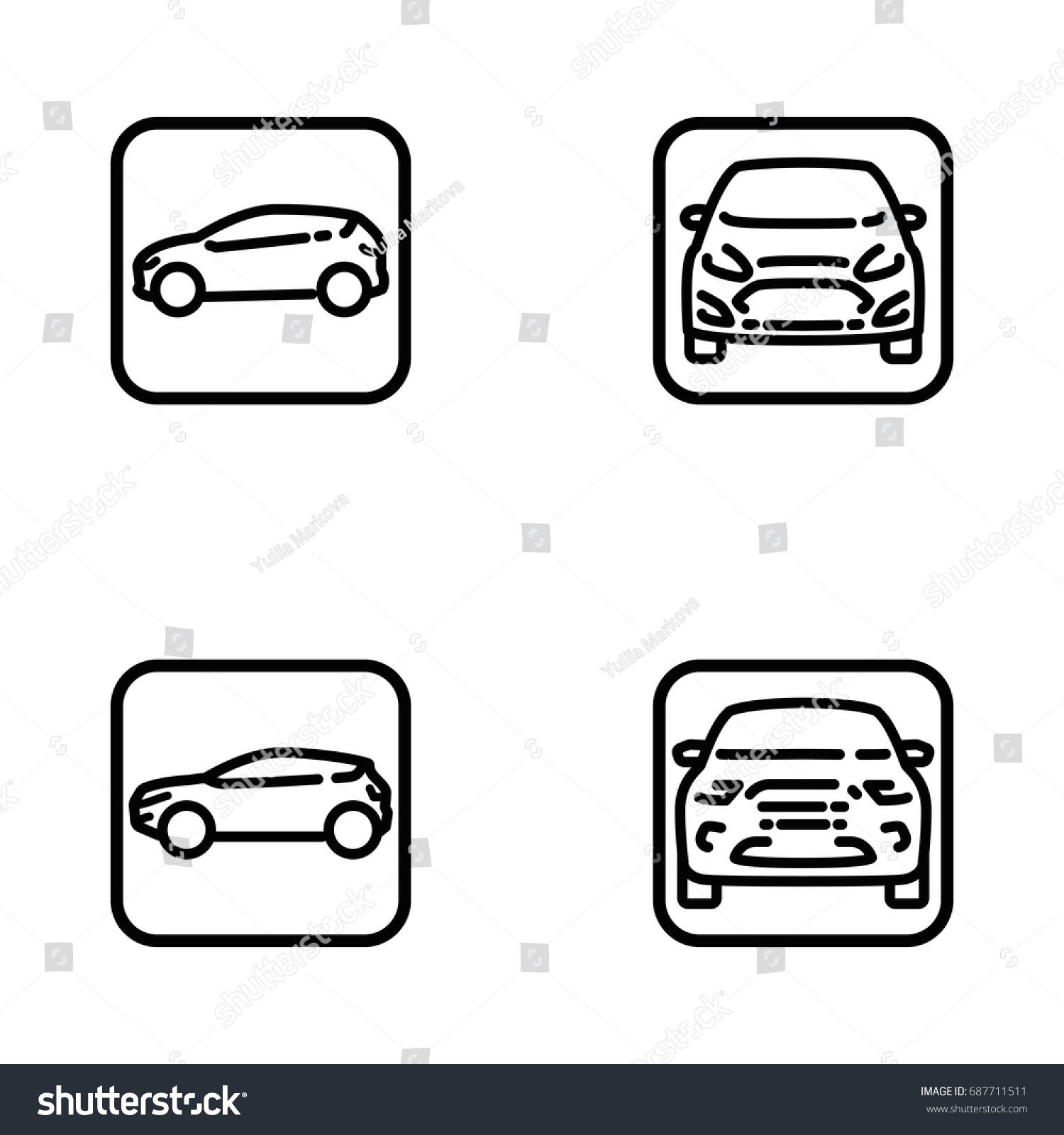 Wallpaper #kWidIpMBSpphPi3-uDN4131 Set Various Cars Front Side View Stock Illustration 687711511