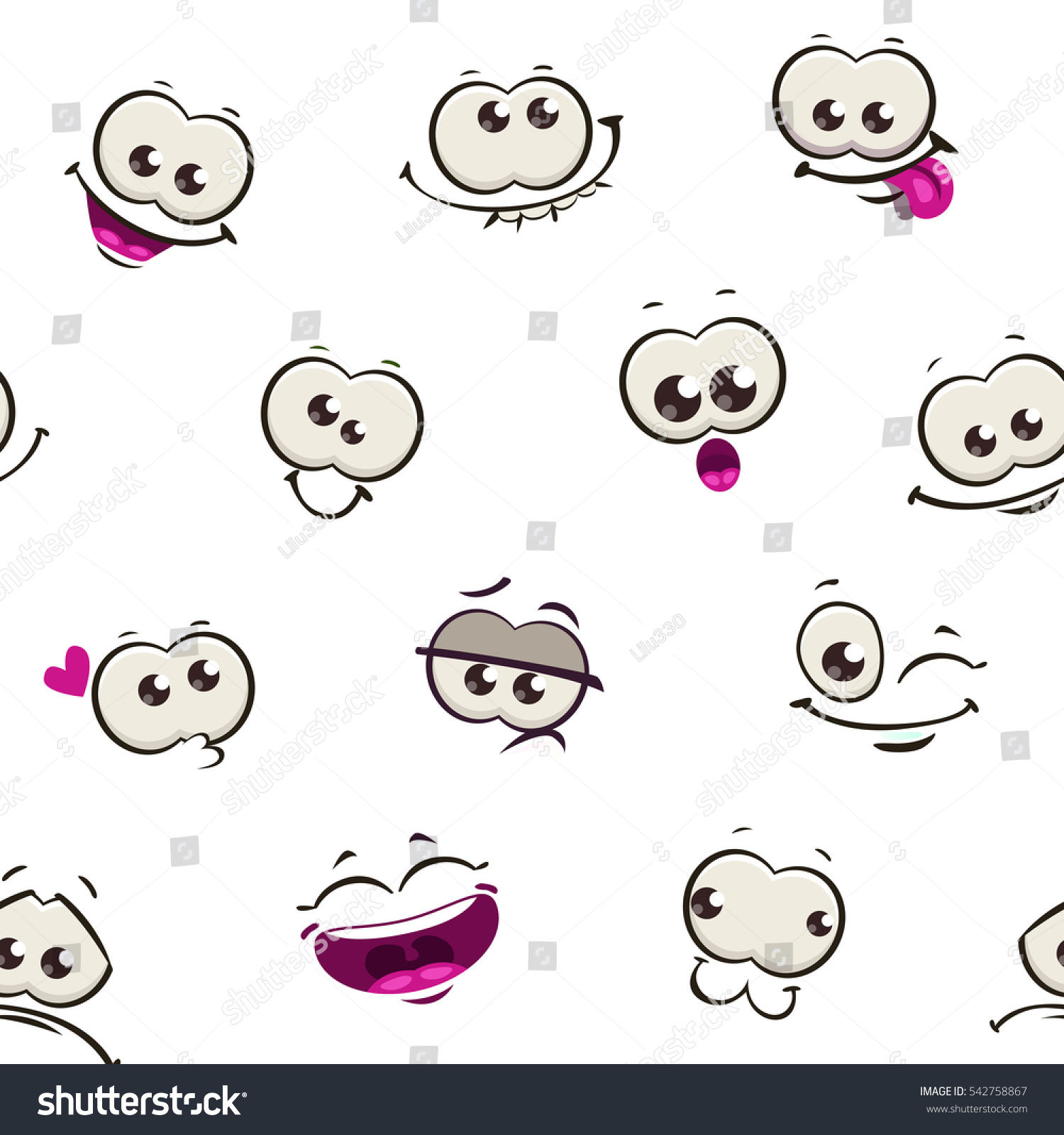 Wallpaper #PGiaG5MBSpphPi3-TiDb9 Seamless Pattern Funny Cartoon Comic Faces Stock Vector 542758867