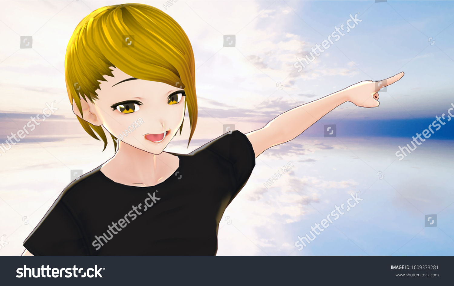 Wallpaper #0xlfDo8BtGB6xQ78zVms27 Anime Girl Cartoon Character Pointing Finger Stockillustration