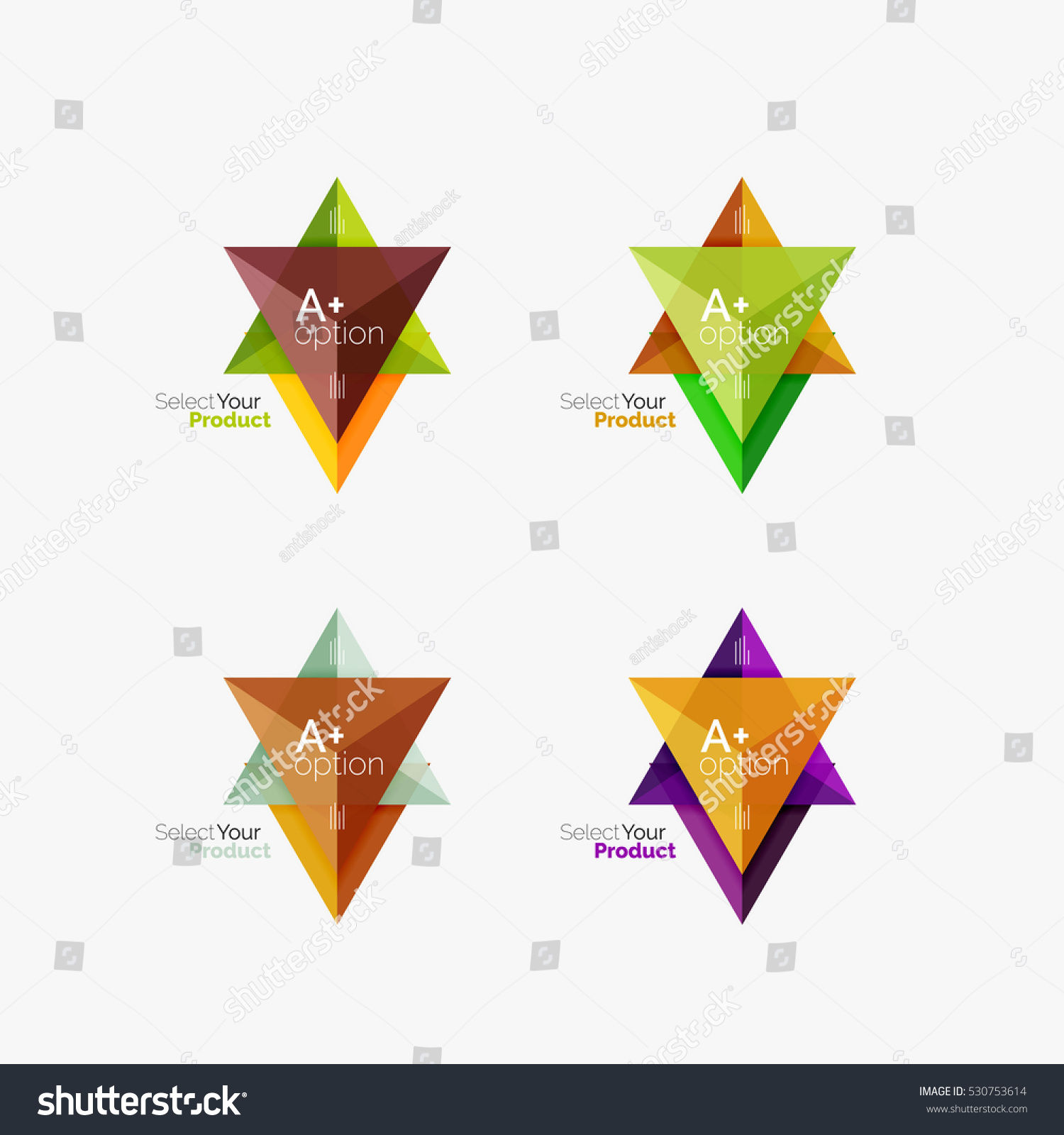 Wallpaper #_GcLCZMBSpphPi3-ZM3k168 Set of Triangle Layouts with Text and Options Royalty Free Stock