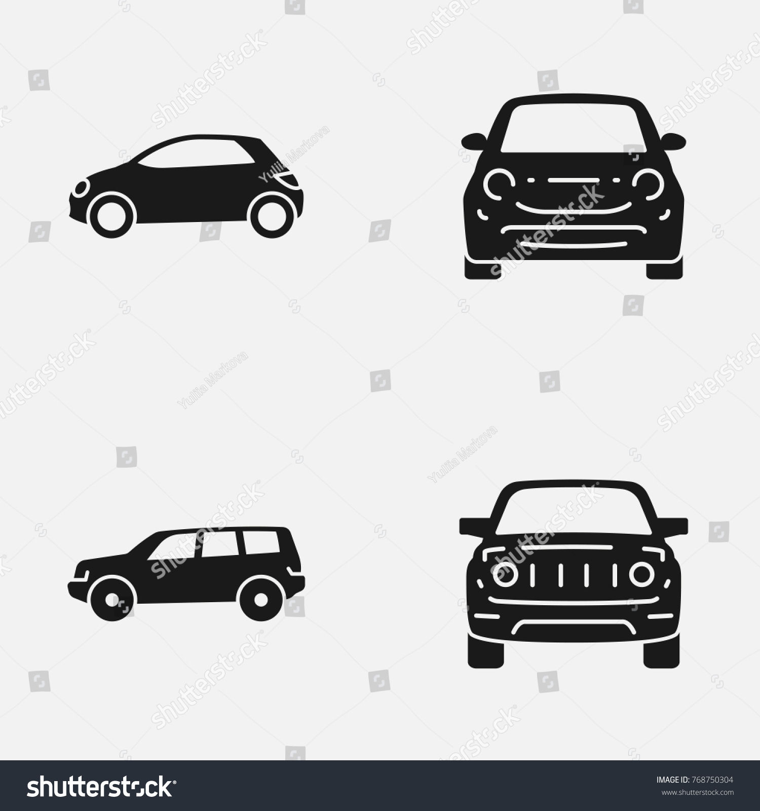 Wallpaper #kWidIpMBSpphPi3-uDN453 Set Various Cars Front Side View Vector De Stock Libre De Regalias