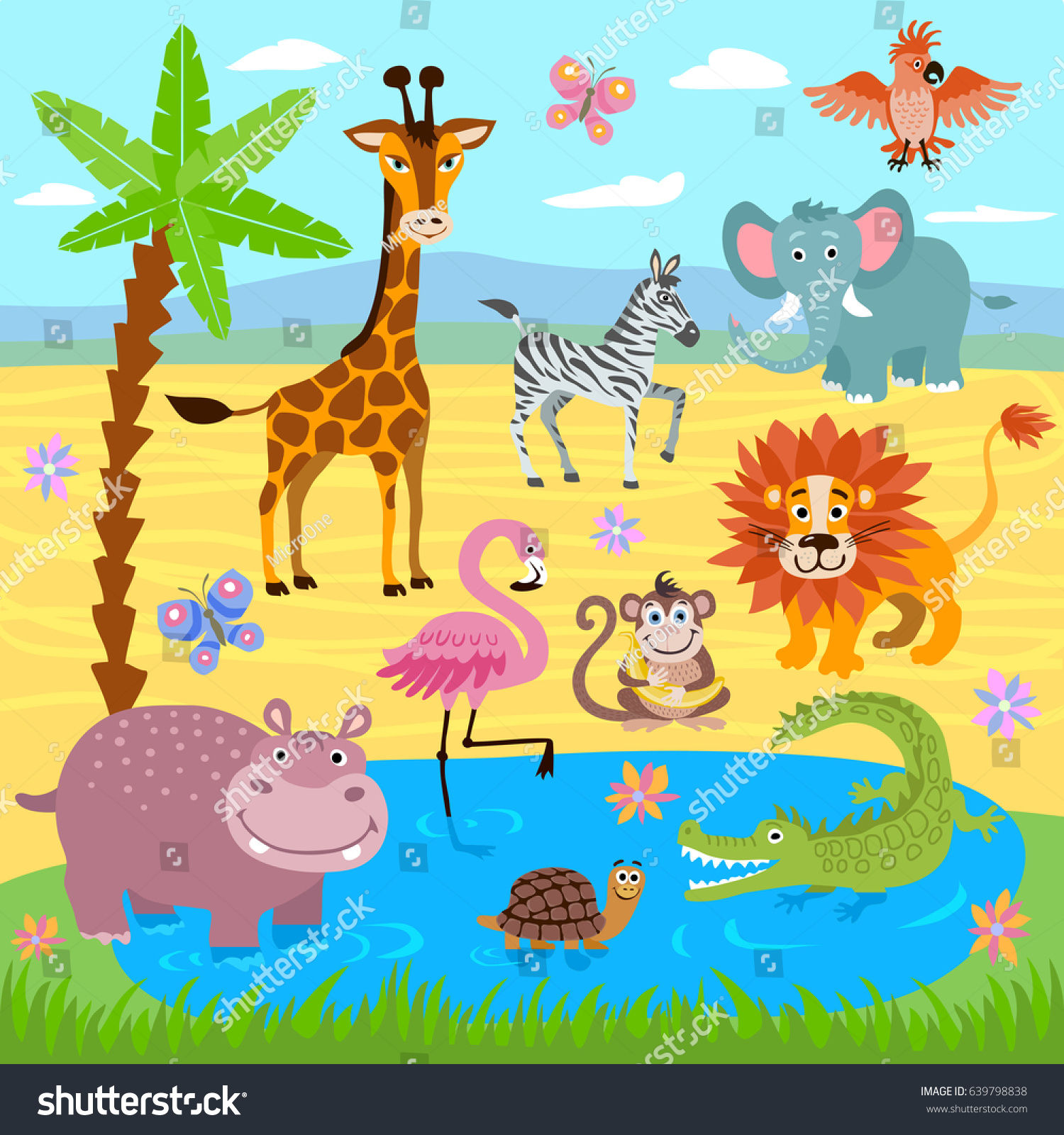 Wallpaper #Y3fvJ5MB-pgBXx6056hz85 Vektor Stok Baby Jungle Safari Zoo Animals Vector Tanpa Royalti
