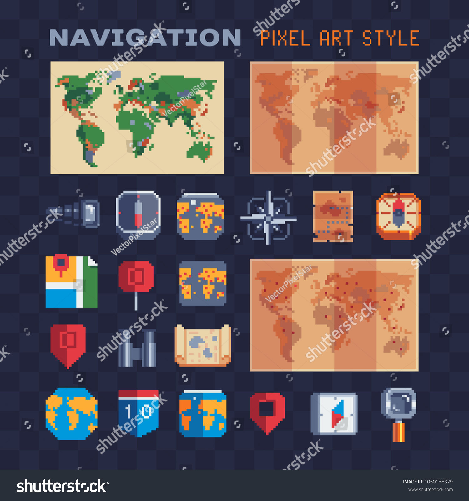 Wallpaper #42exDJMBSpphPi3-h9_r128 Vektor Stok Navigation Pixel Art 80s Style Icons Tanpa Royalti