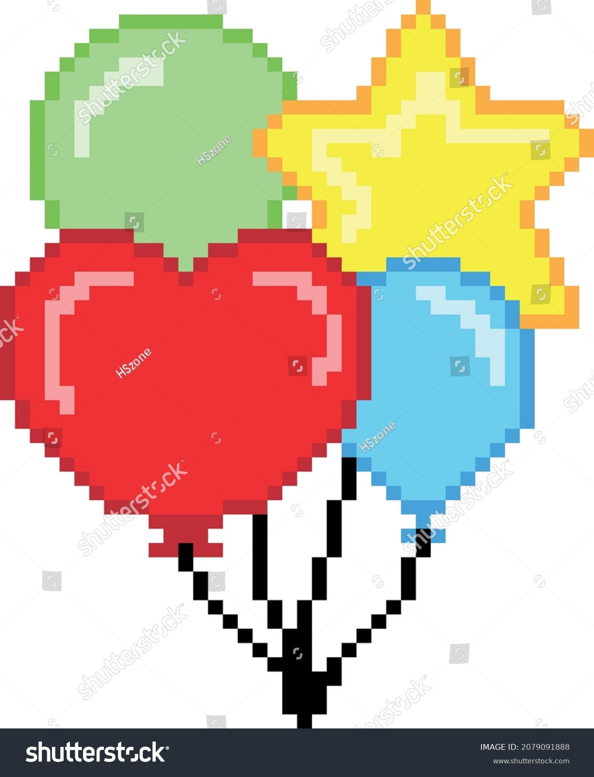 Wallpaper #a0D6MJMBJhL2WPbaiMSr9 Balloon Pixel Art Isolated on White Stock Vector Royalty Free
