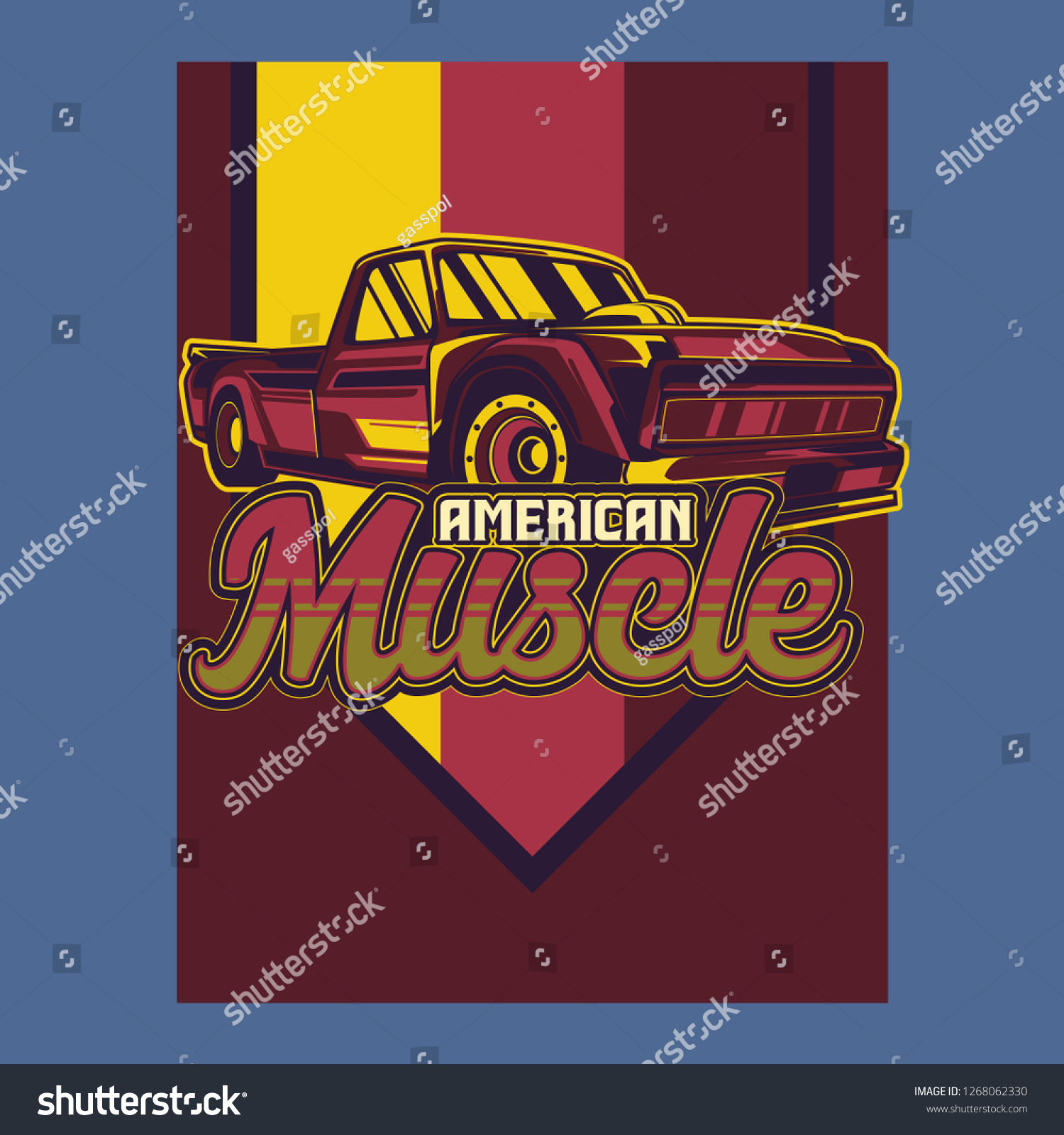 Wallpaper #x6eqMpMBlSzal8H1Cduk297 Retro Style Muscle Car Vector Stock Vector Royalty Free 1268062330