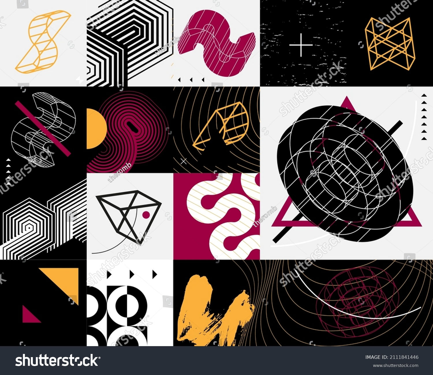 Wallpaper #vHMphI4BFI5NbQksQBxJ38 Retro Futurism Cyberpunk 3D Geometric Shapes Vetor Stock Livre De