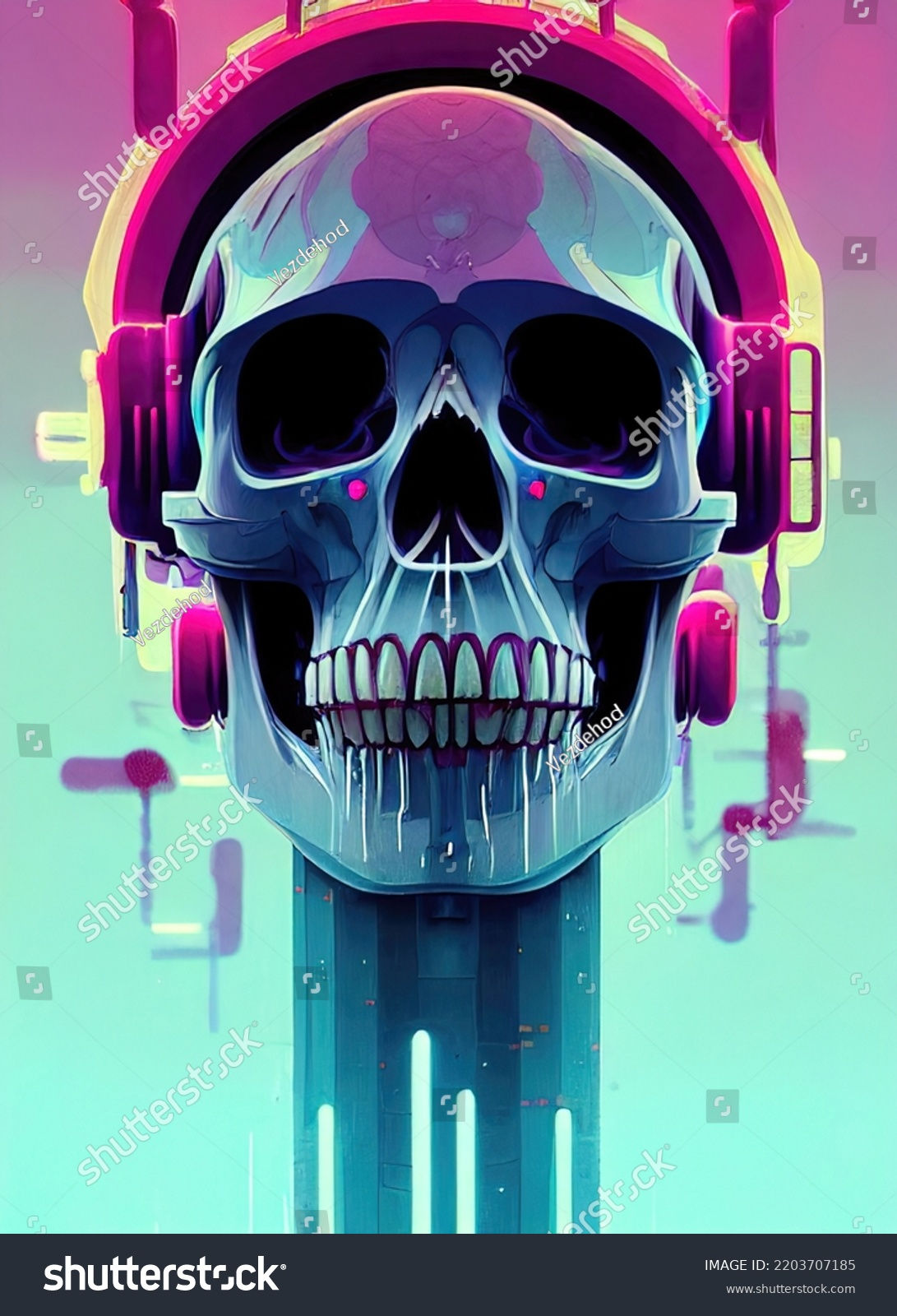 Wallpaper #OGiSHJMBSpphPi3-1yPm159 Cyberpunk Skull Skeleton Fantasy Scary Portrait Stock Illustration