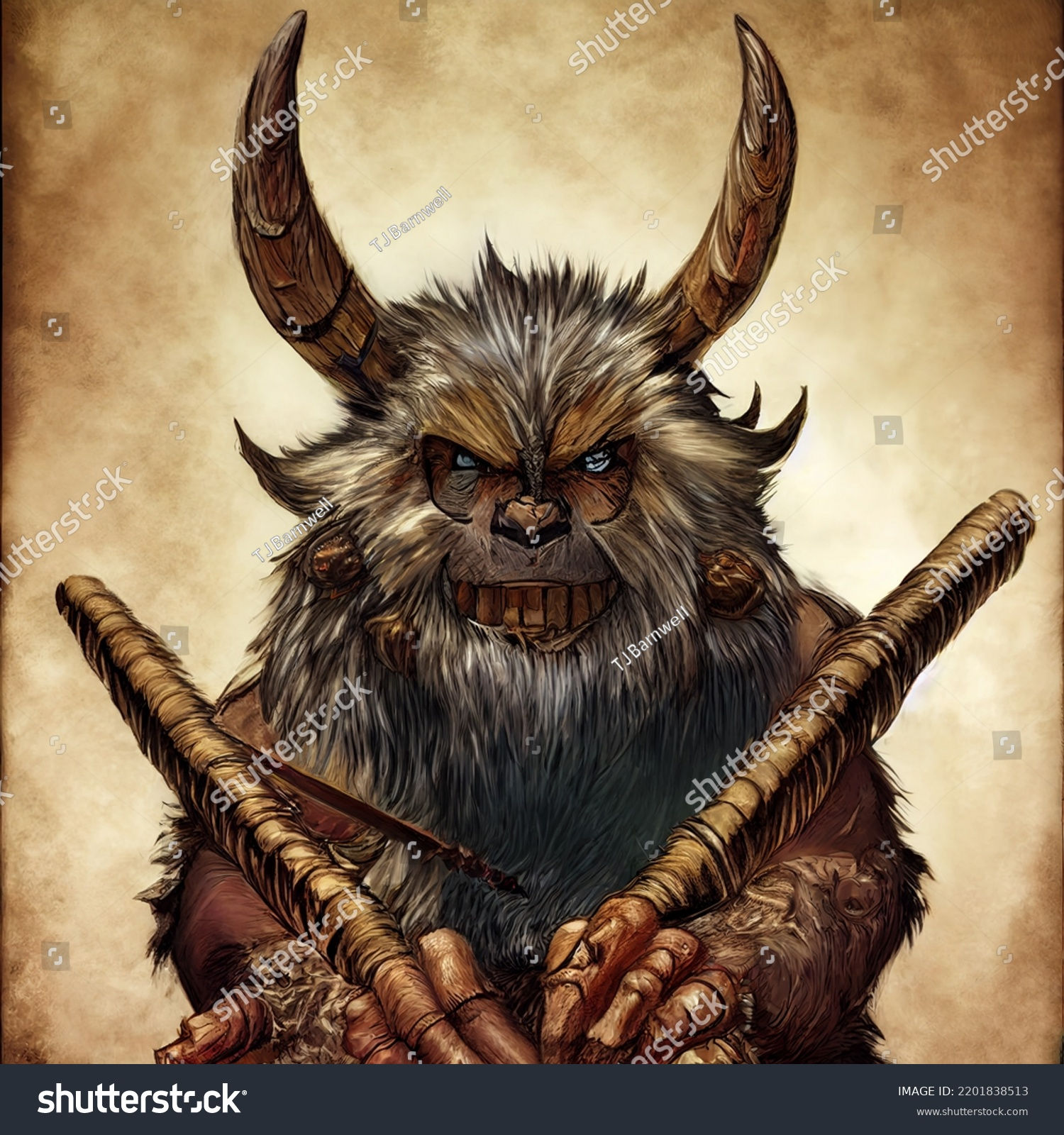 Wallpaper #b9tlMpMB3oUMxGFSHT3n40 Bugbear Warrior Grinning Wickedly Character Art Stock Illustration