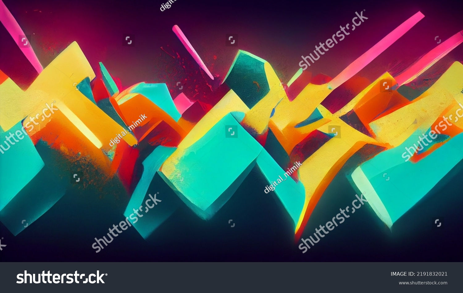 Wallpaper #jGfKAZMBSpphPi3-A6zd140 3D Graffiti Synthwave Abstract Neon Cyberpunk Stock Illustration