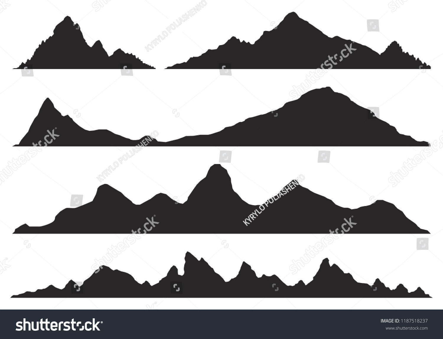 Wallpaper #x--qS5MBMN-XEVvVnztn41 Mountains Silhouettes on White Background Wide Stock Vector Royalty
