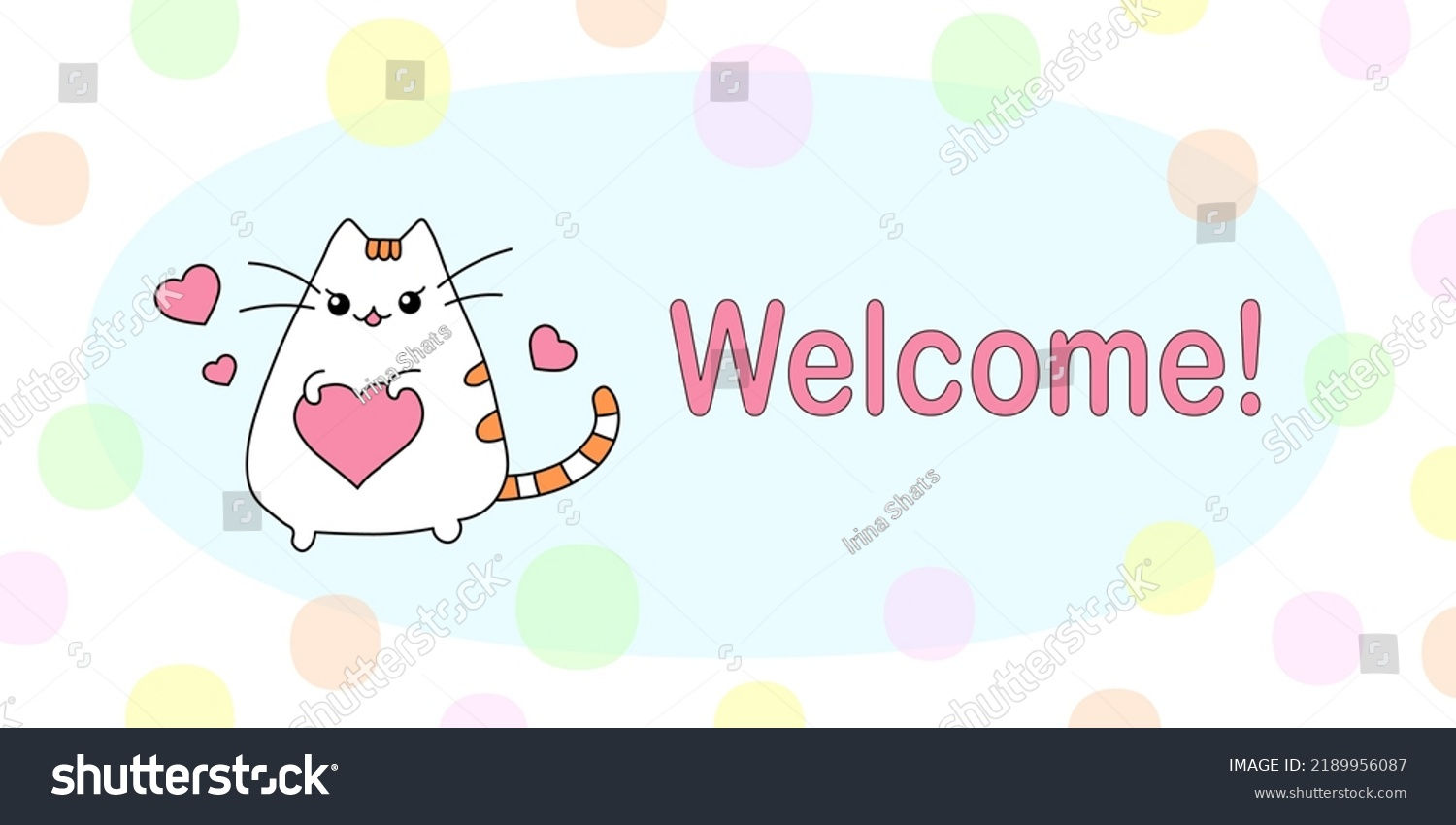 Wallpaper #PDHeNZMB5zzyi_yYylio280 Welcome Banner Cute Kawaii Kitten Hearts Stock Vector Royalty Free