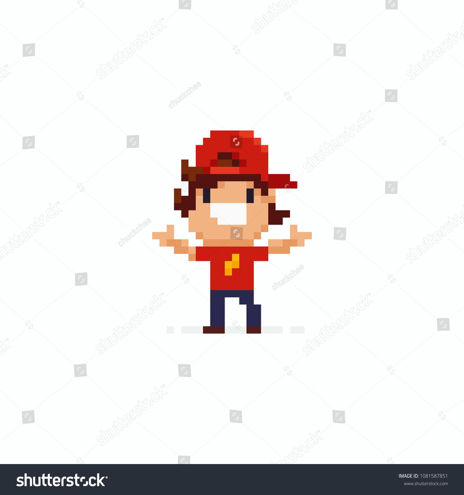 Wallpaper #txdfPpMBPLD5_VEN0t9L29 Pixel Art Happy Kid Red Baseball Stock Vector Royalty Free 1081587851