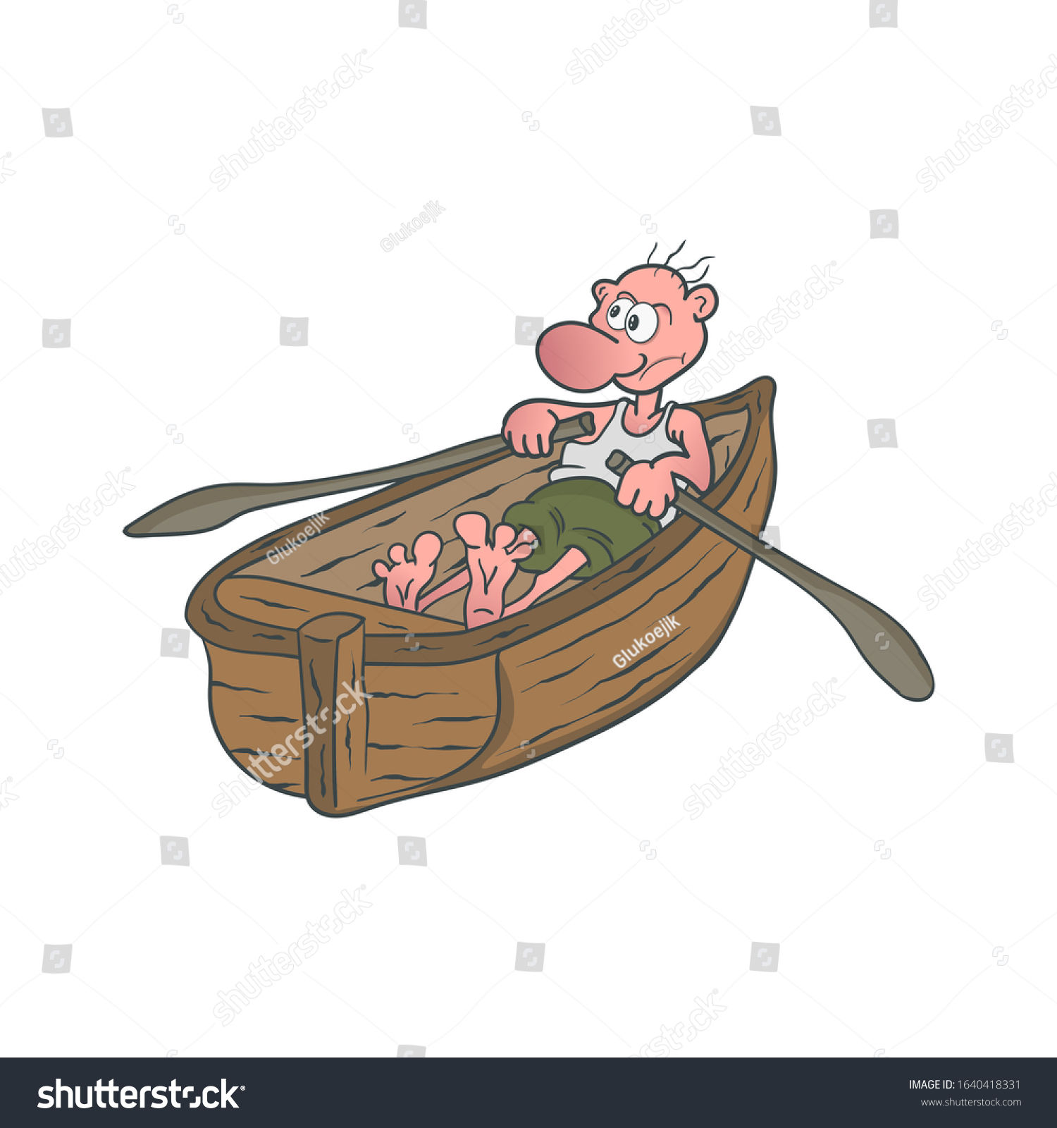 Wallpaper #VGhQG5MBSpphPi3-eB9c220 Cartoon Man Sailing on Wooden Boat Stock Vector Royalty Free