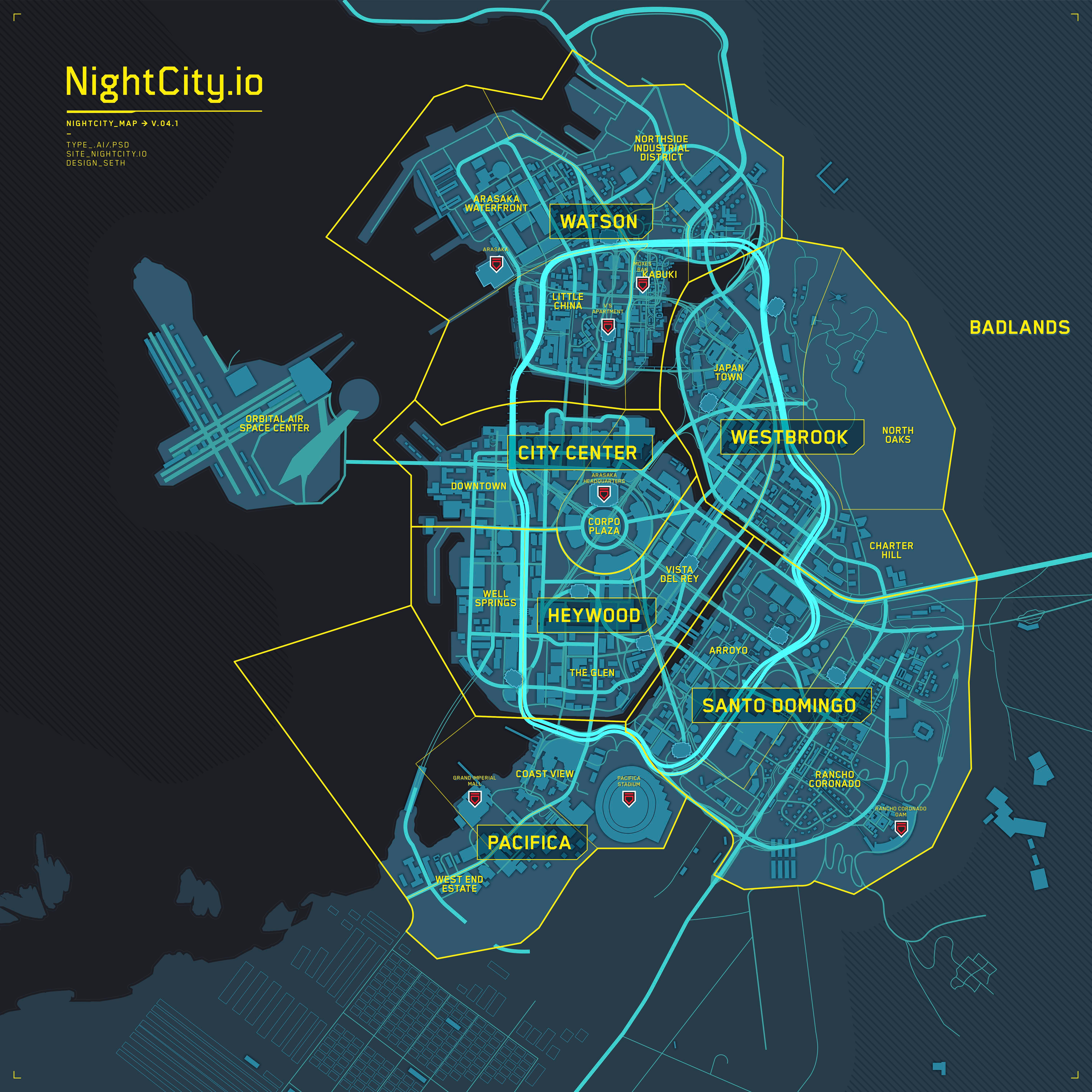 Wallpaper #KANKYpMBpyOg8YnEJdJr6 Night City Map V041 Updated Wip Rcyberpunkgame