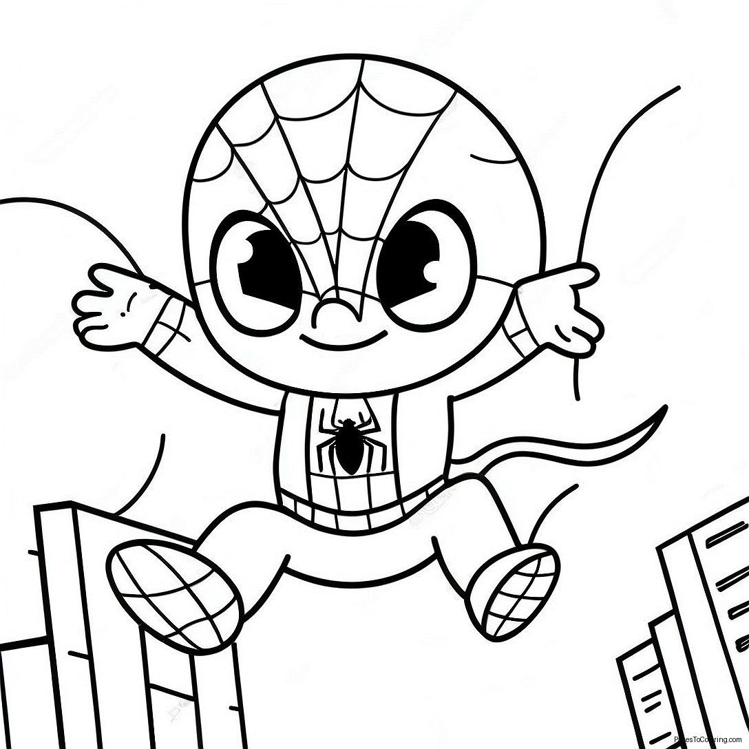 Wallpaper #IlZZepcBsd6xcFiEjdzw54 Cute Chibi Spiderman Swinging Coloring Page 37573 30211