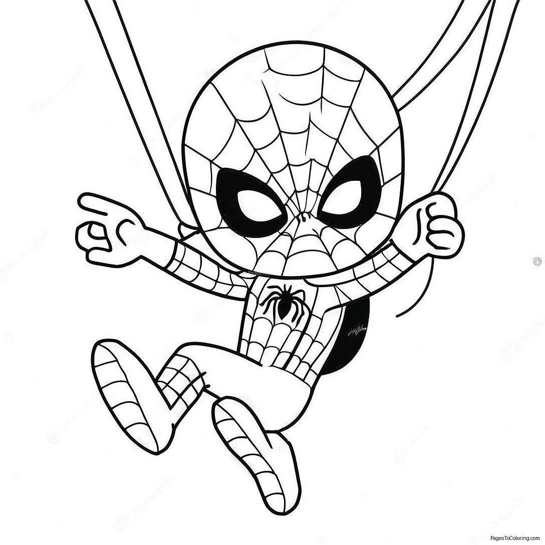 Wallpaper #IlZZepcBsd6xcFiEjdzw50 Cute Chibi Spiderman Swinging Coloring Page 37573 30209