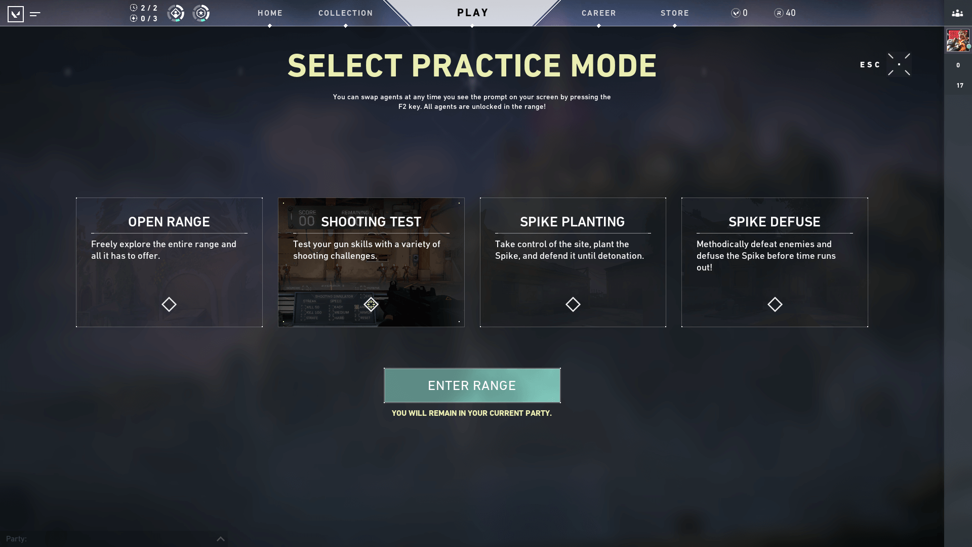 Wallpaper #lwDv6o4BSdW8dNoudRBU39 Select Practice Mode Valorant Interface in Game