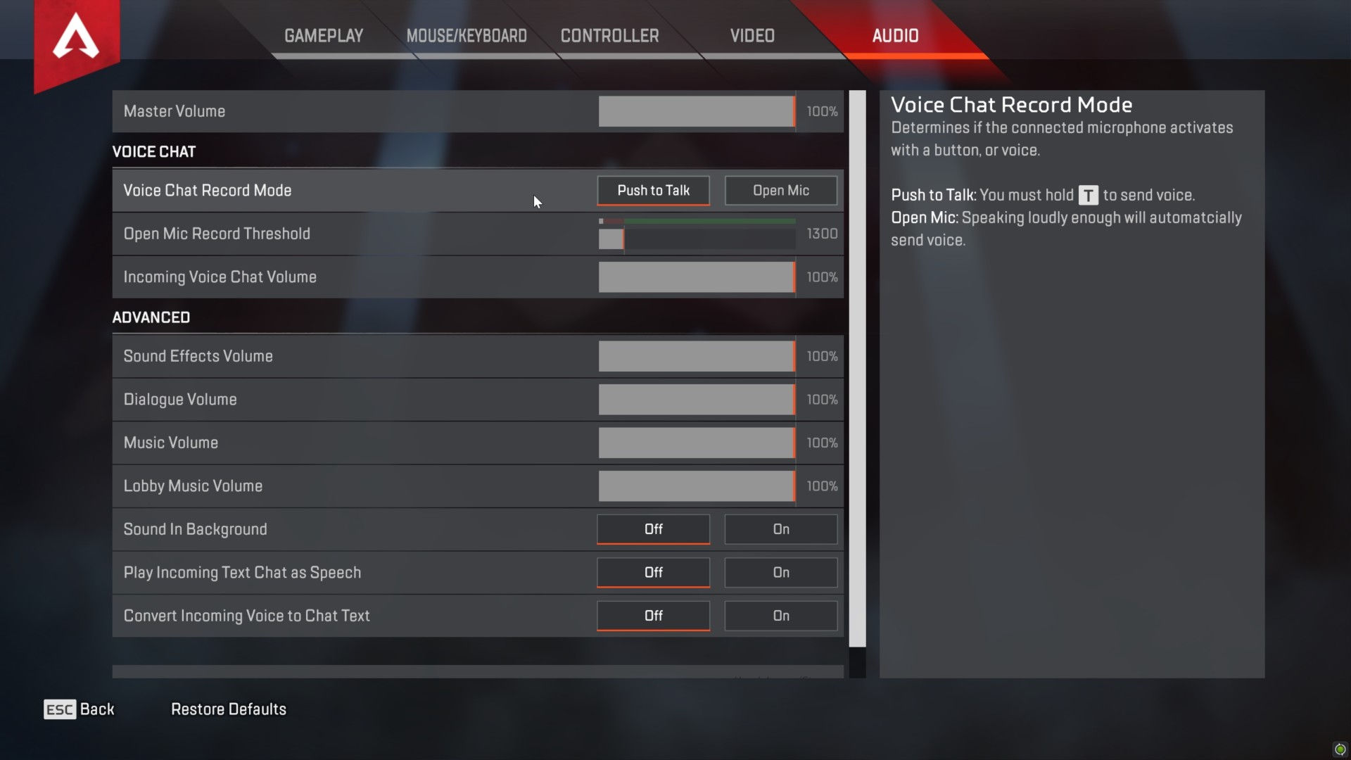 Wallpaper #Pmfu8ZIBSpphPi3-m24g186 Audio Apex Legends Interface in Game