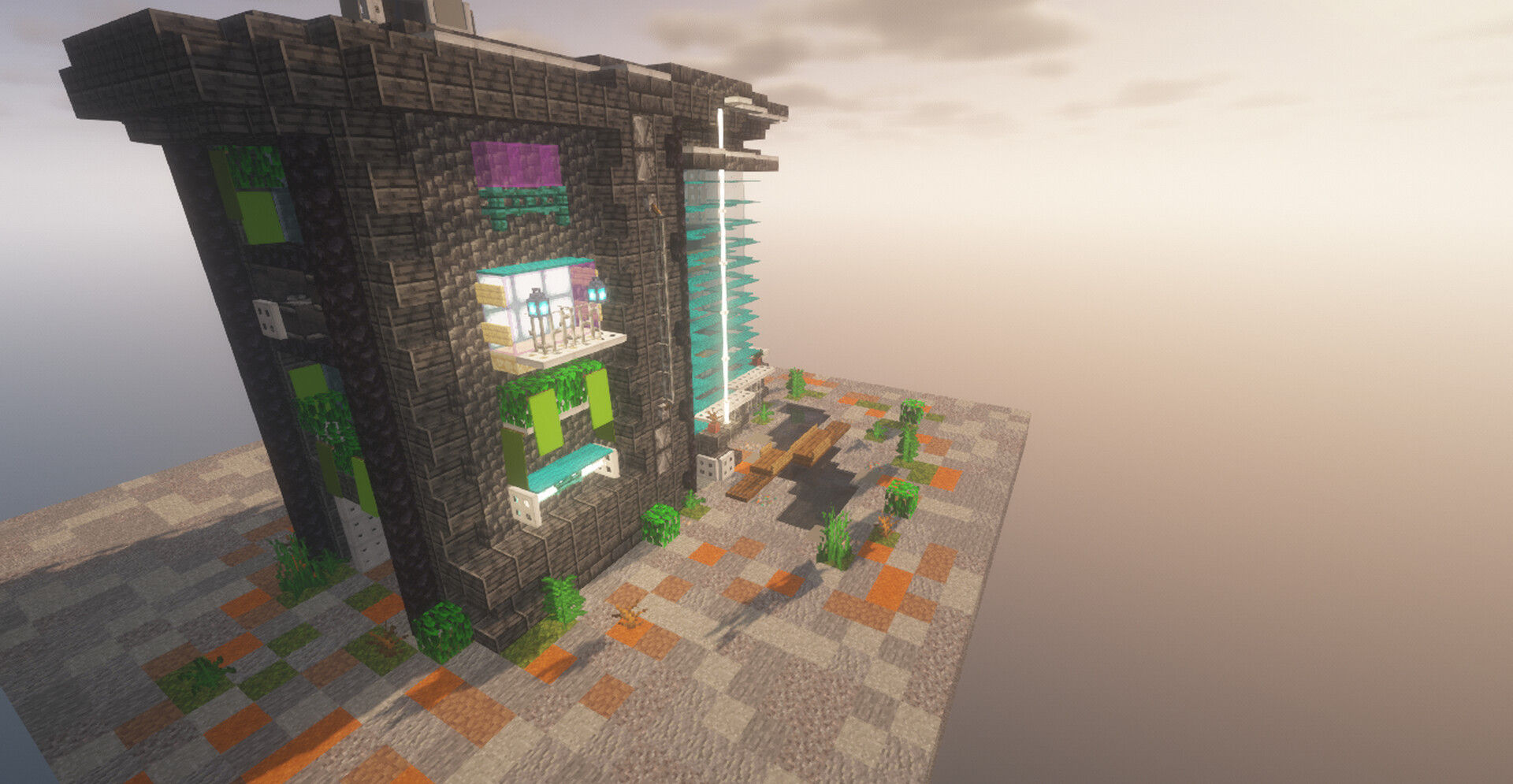 Wallpaper #TGdYCpMBSpphPi3-C9QB274 Cyberpunk House Map 1192 Minecraft Map