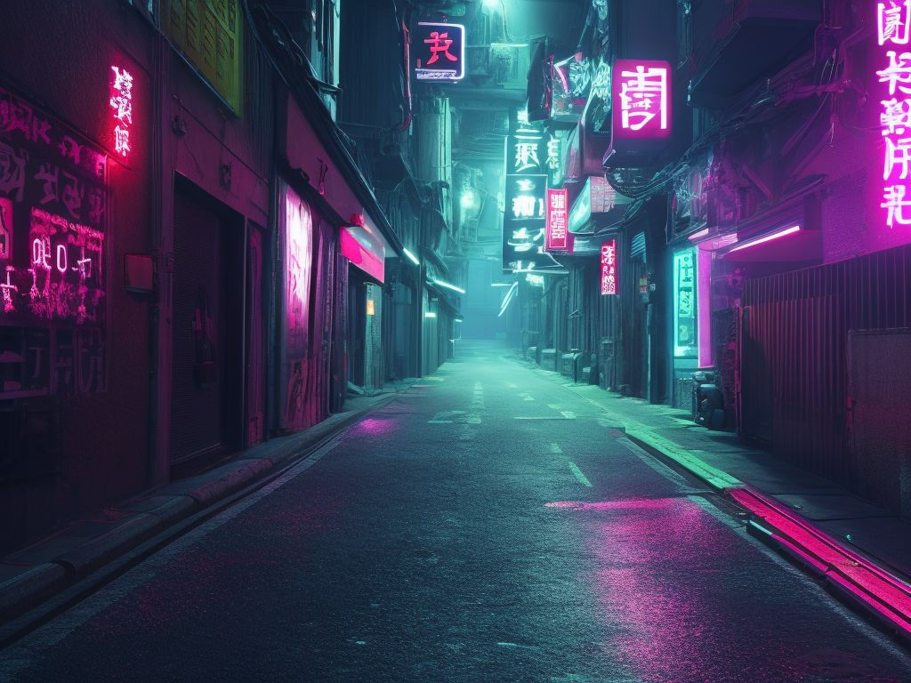 Wallpaper #rGf2-pIBSpphPi3-35I2141 Precious Bee423 Small Dark Alley Cyberpunk Neon with Wall Facing Straight