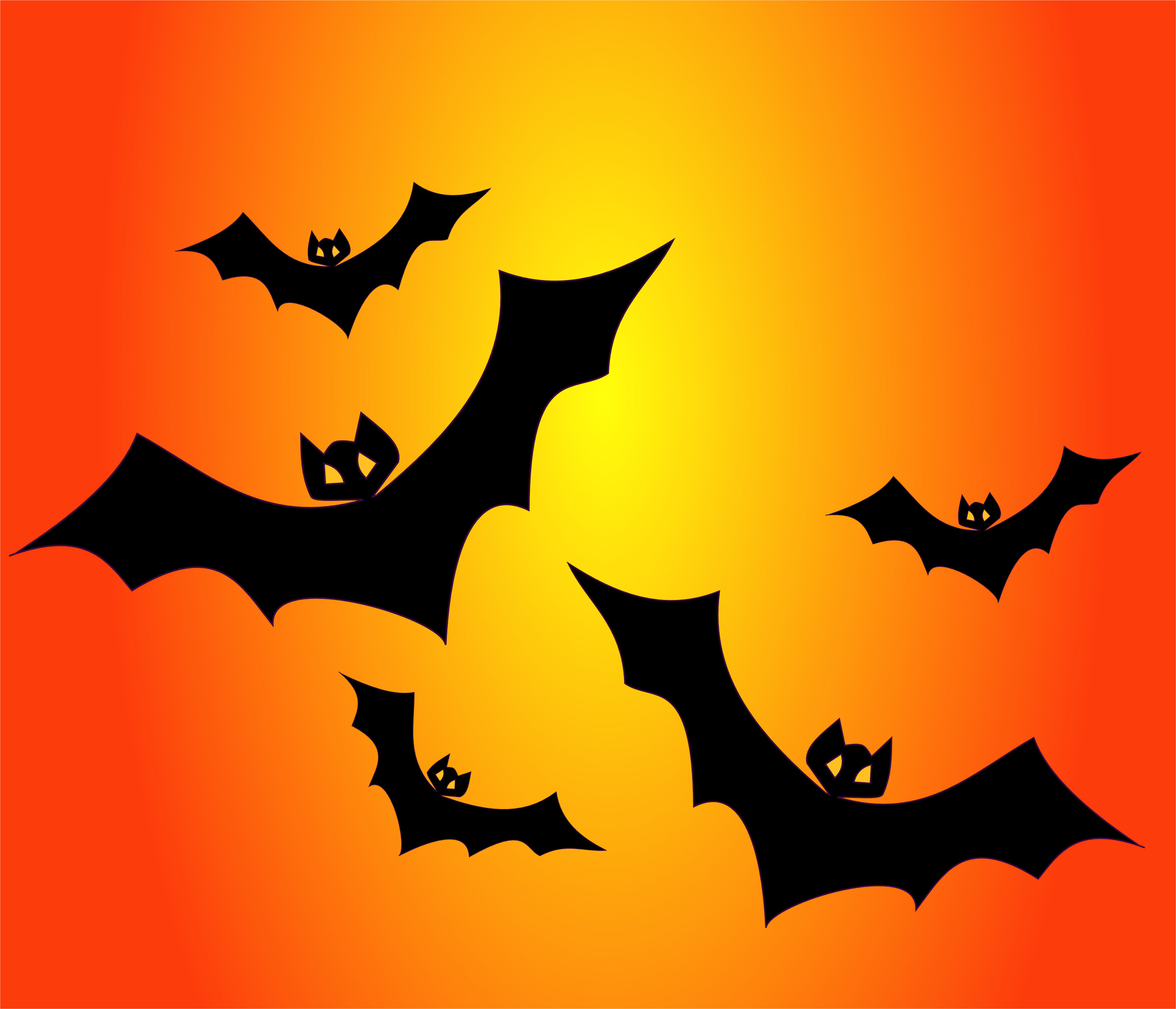 Wallpaper #xBk1Ho8BtGB6xQ78c3jW34 Bats on Orange Free Halloween Vector Clipart Illustration