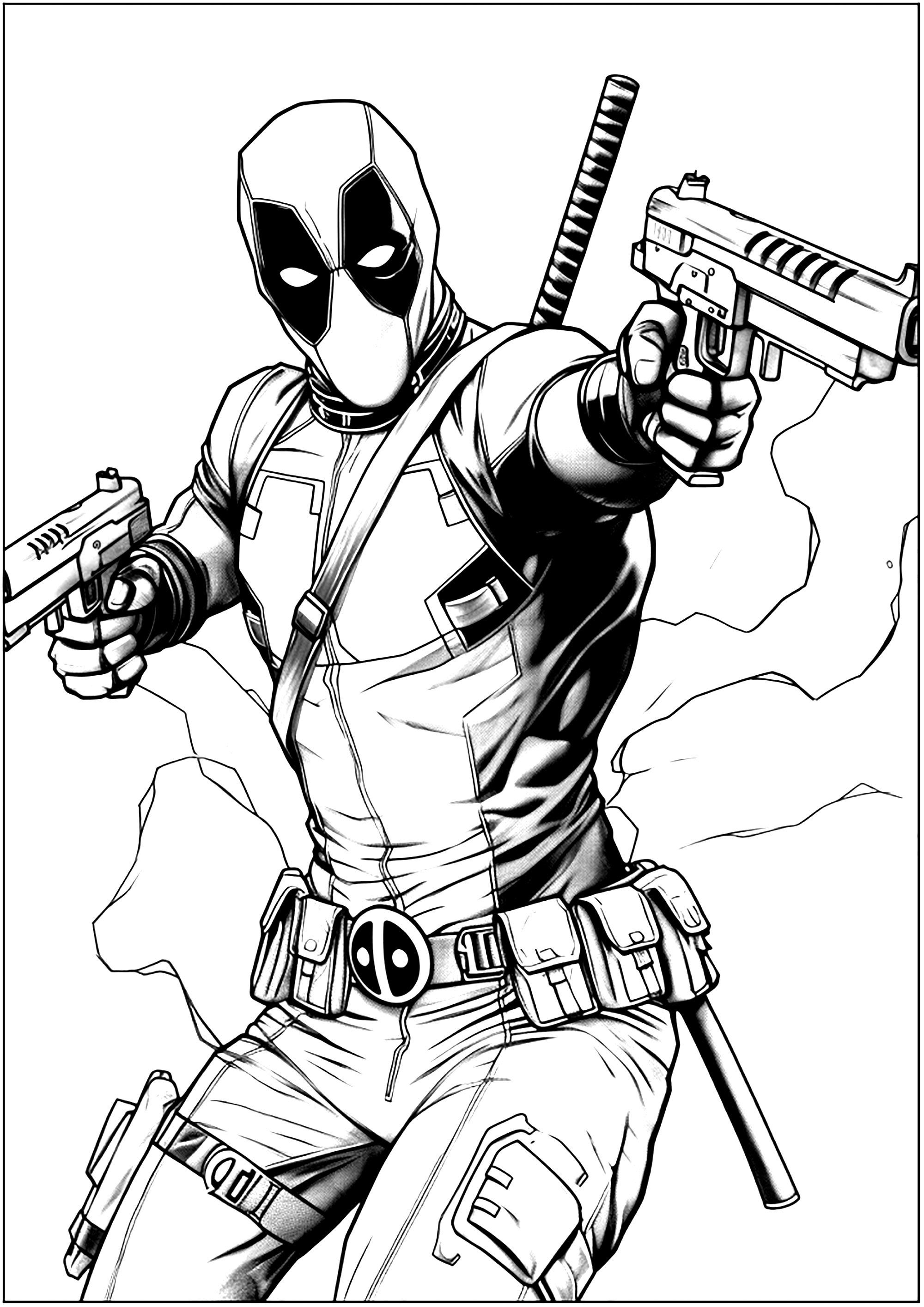 Wallpaper #HWfz8pIBSpphPi3-MnOE160 Deadpool Y Sus Armas Dibujos De Deadpool Para Colorear Para Ninos