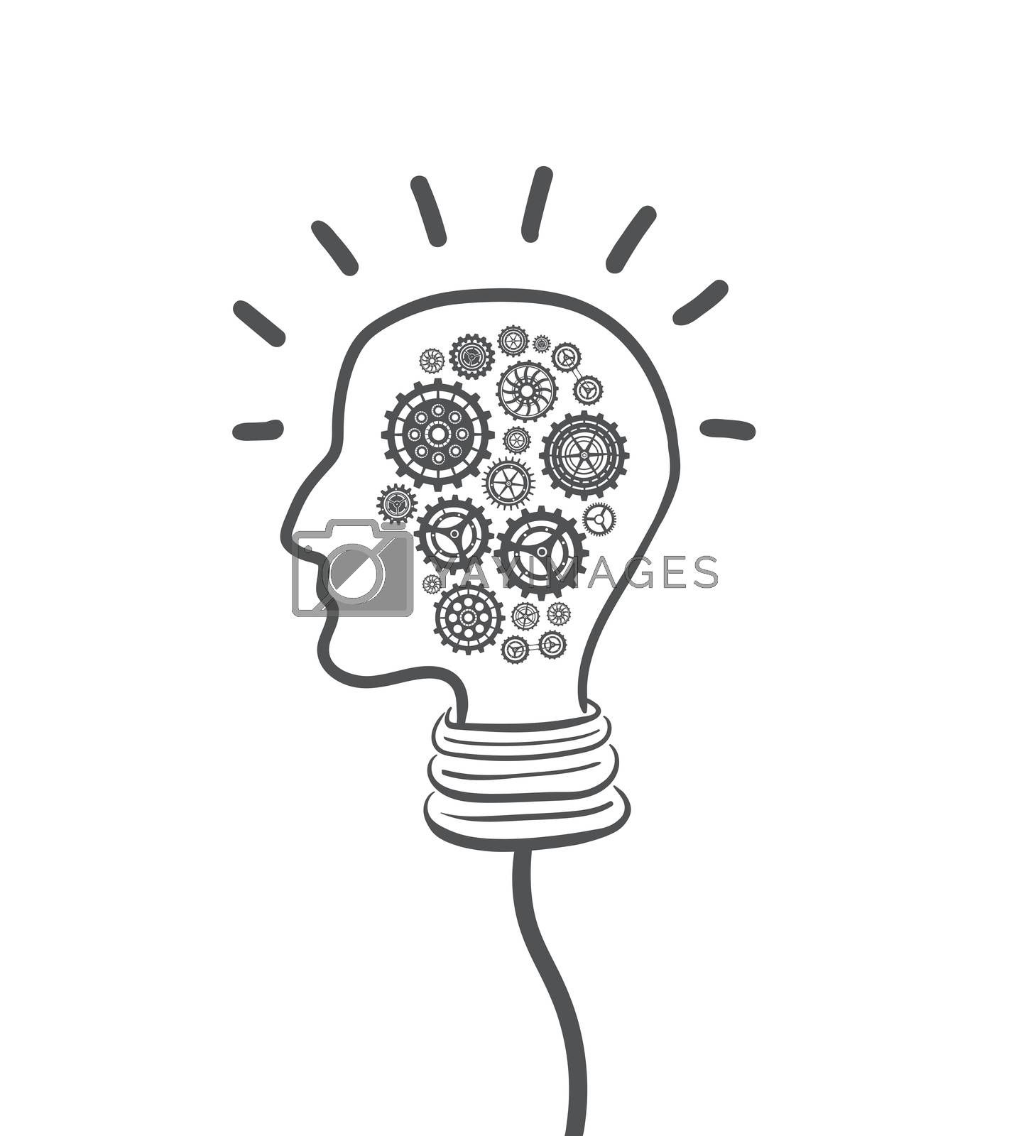 Wallpaper #FbmH3ZIBJvJKYCmEjAF2379 Cogs and Wheels in Light Bulb Head by Wavebreakmedia Vectors