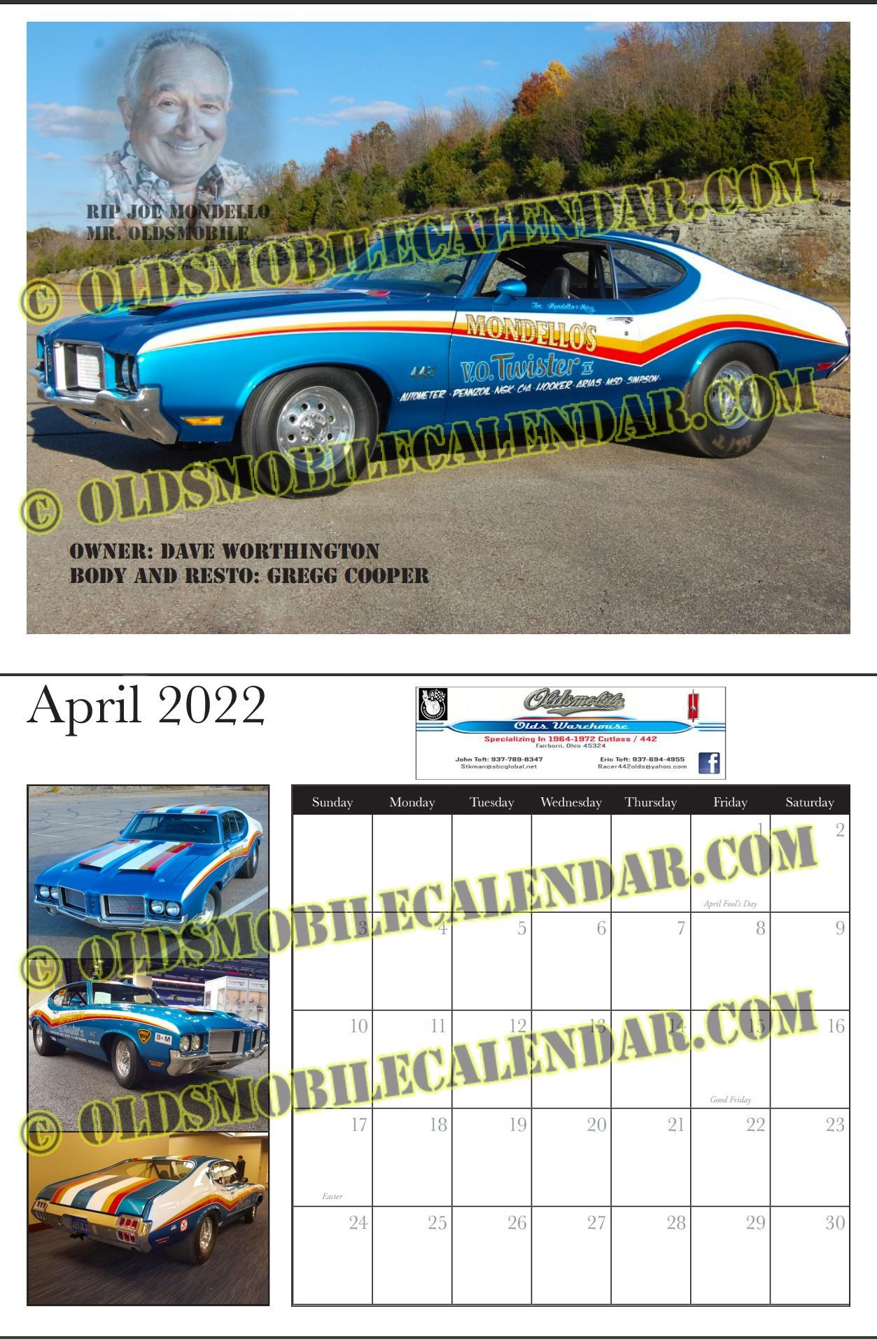 Wallpaper #HGh9JJMBSpphPi3-ujl91 2022 Oldsmobile Calendar Olds 442 Cutlass 455 Rocket Mondello Tribute