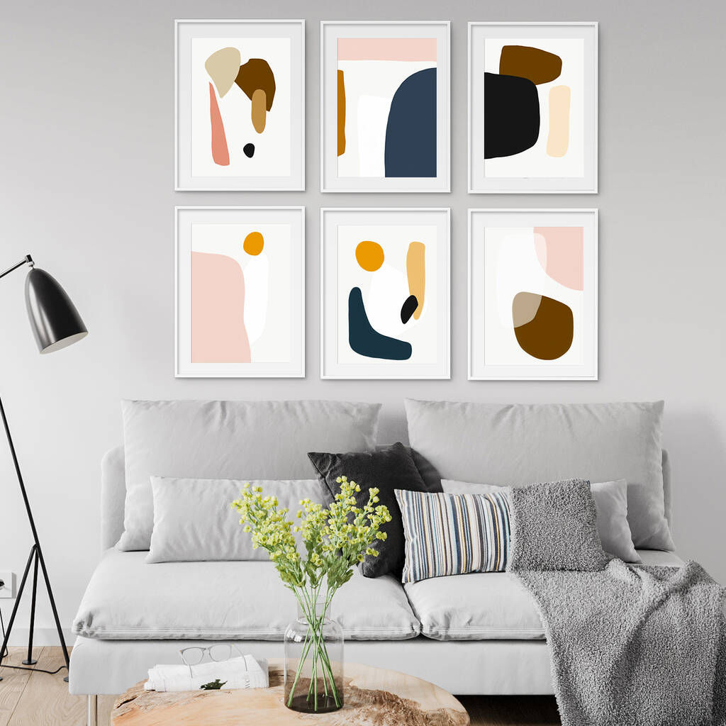 Wallpaper #Wx2kLZMBlOZrFDOksdHo265 Modern Colourful Set of Six Abstract Art Print Set by Abstract House