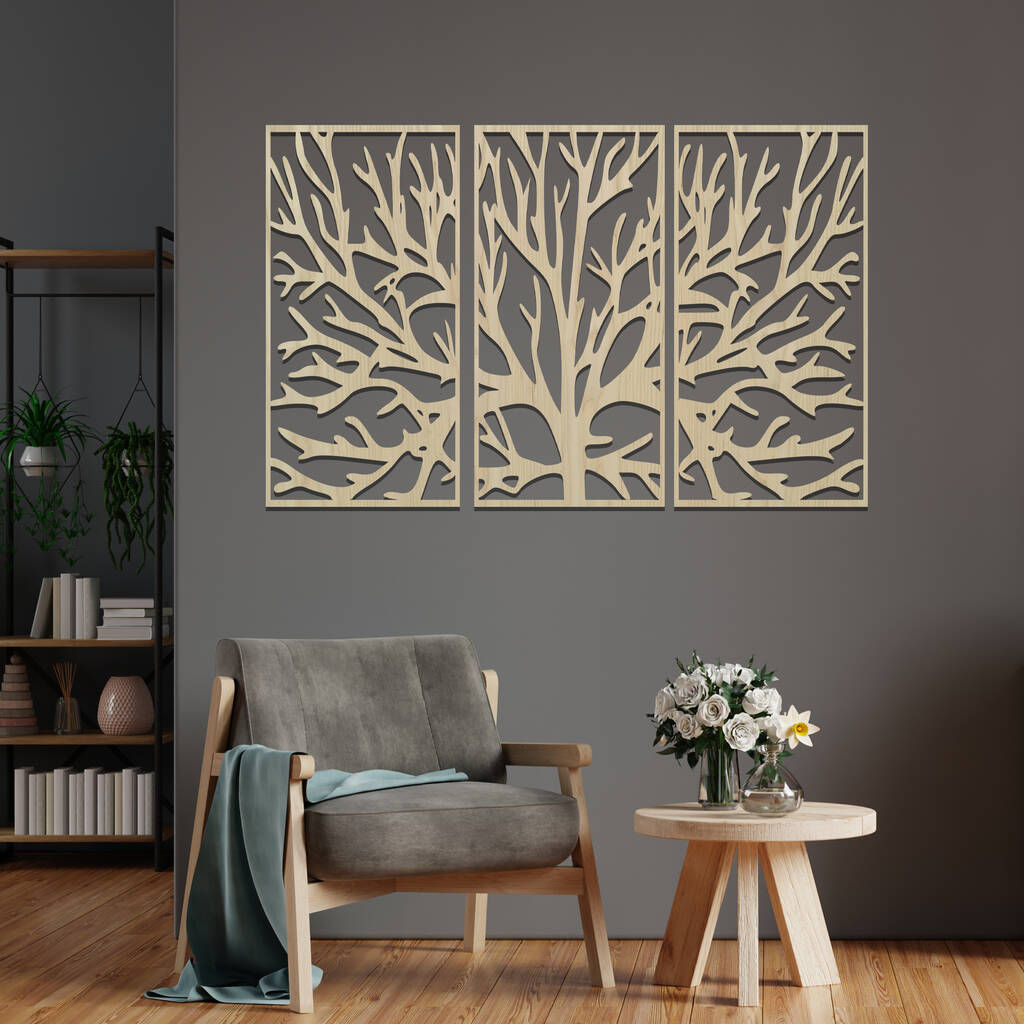 Wallpaper #sxqQTpMB1yWOL4qge31q150 004 Modern Three Panel Tree of Life Wooden Wall Art by Duke Craft