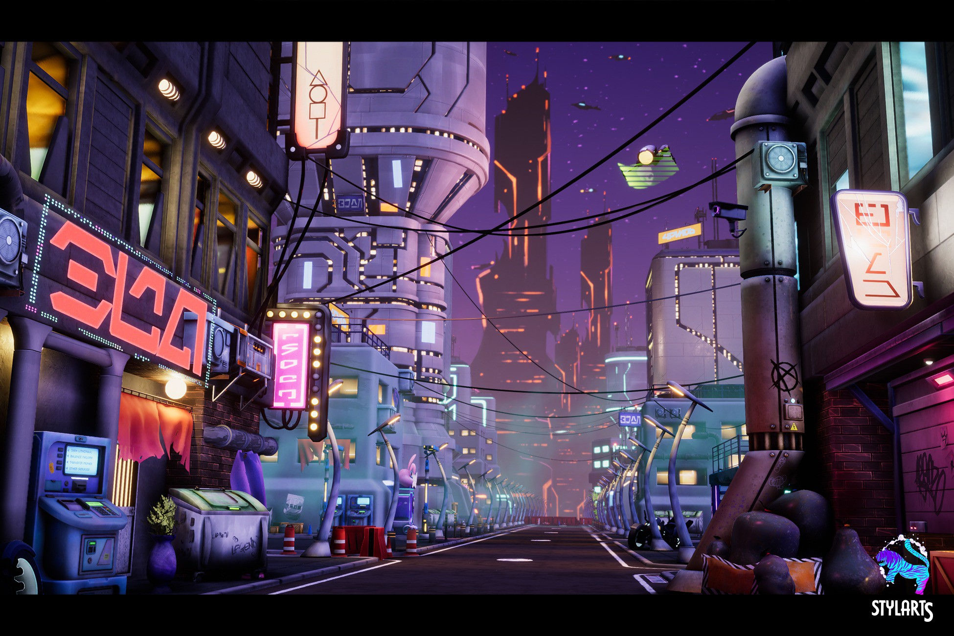 Wallpaper #l3SCxo4B_8f4nGFaaHFX10 Modular Stylized Cyberpunk Street 3D Sci Fi Unity Asset Store