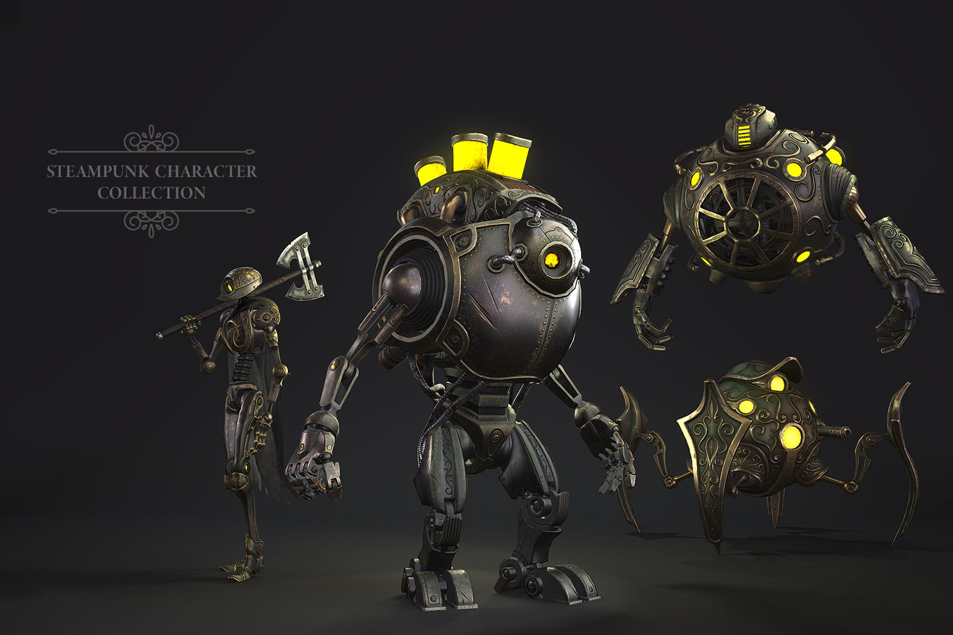 Wallpaper #ss4JJZMB71dOy6JZQBKv169 Steampunk Character Collections 3D Robots Unity Asset Store