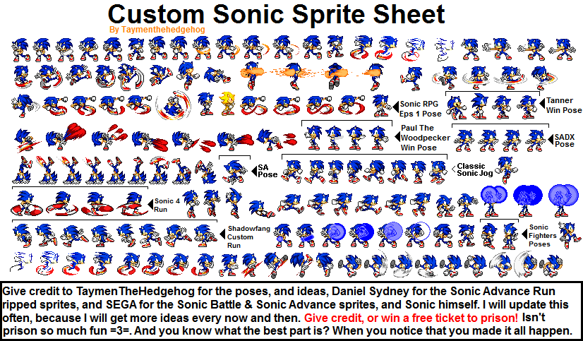 Wallpaper #cc85f Custom Classic Sonic Sprite Sheet by Adanishedgehog2011 on Deviantart