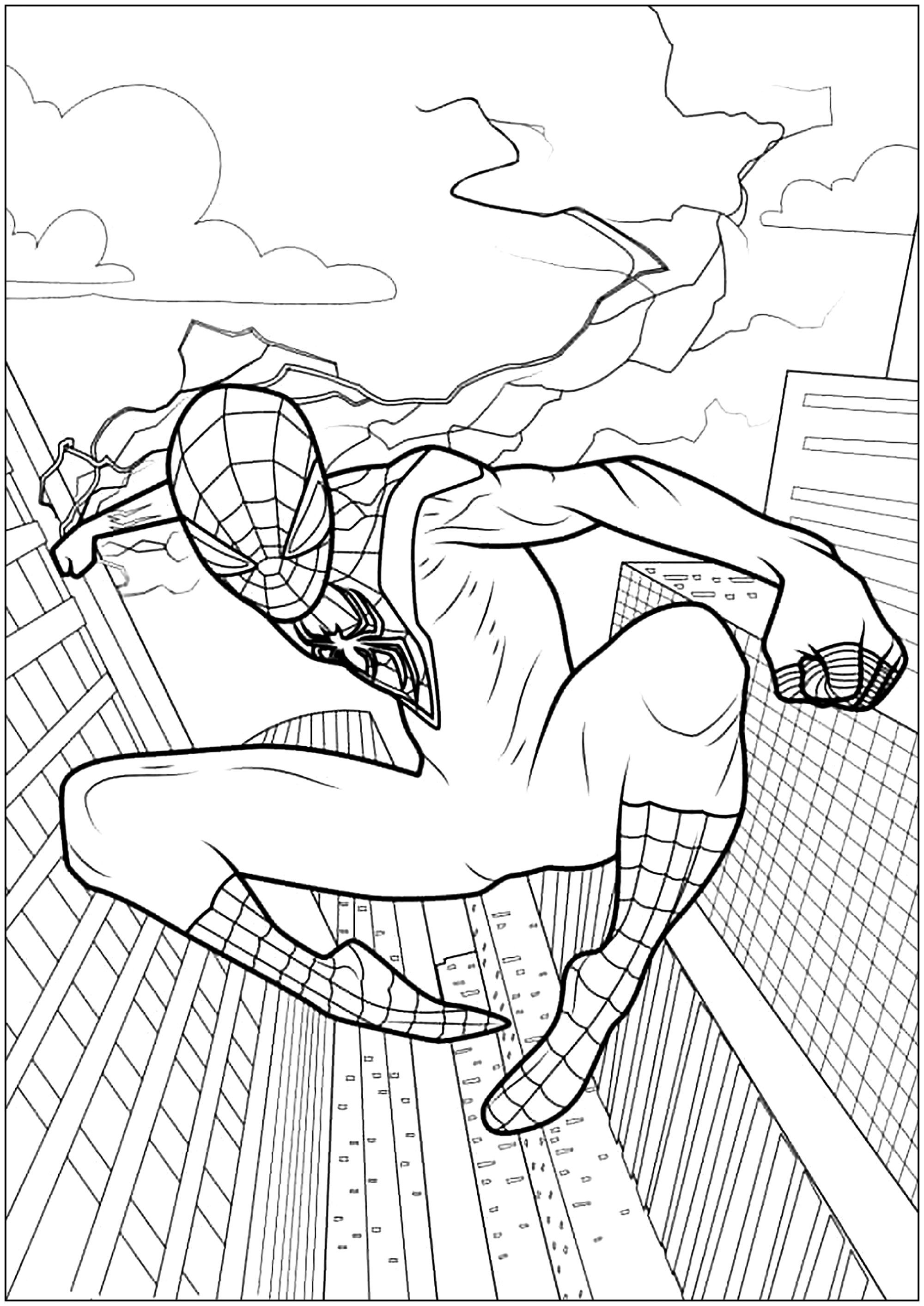 Wallpaper #A2jJIpMBSpphPi3-5TRQ411 Spider Man Et Buildings Coloriage Spider Man New Generation Pour