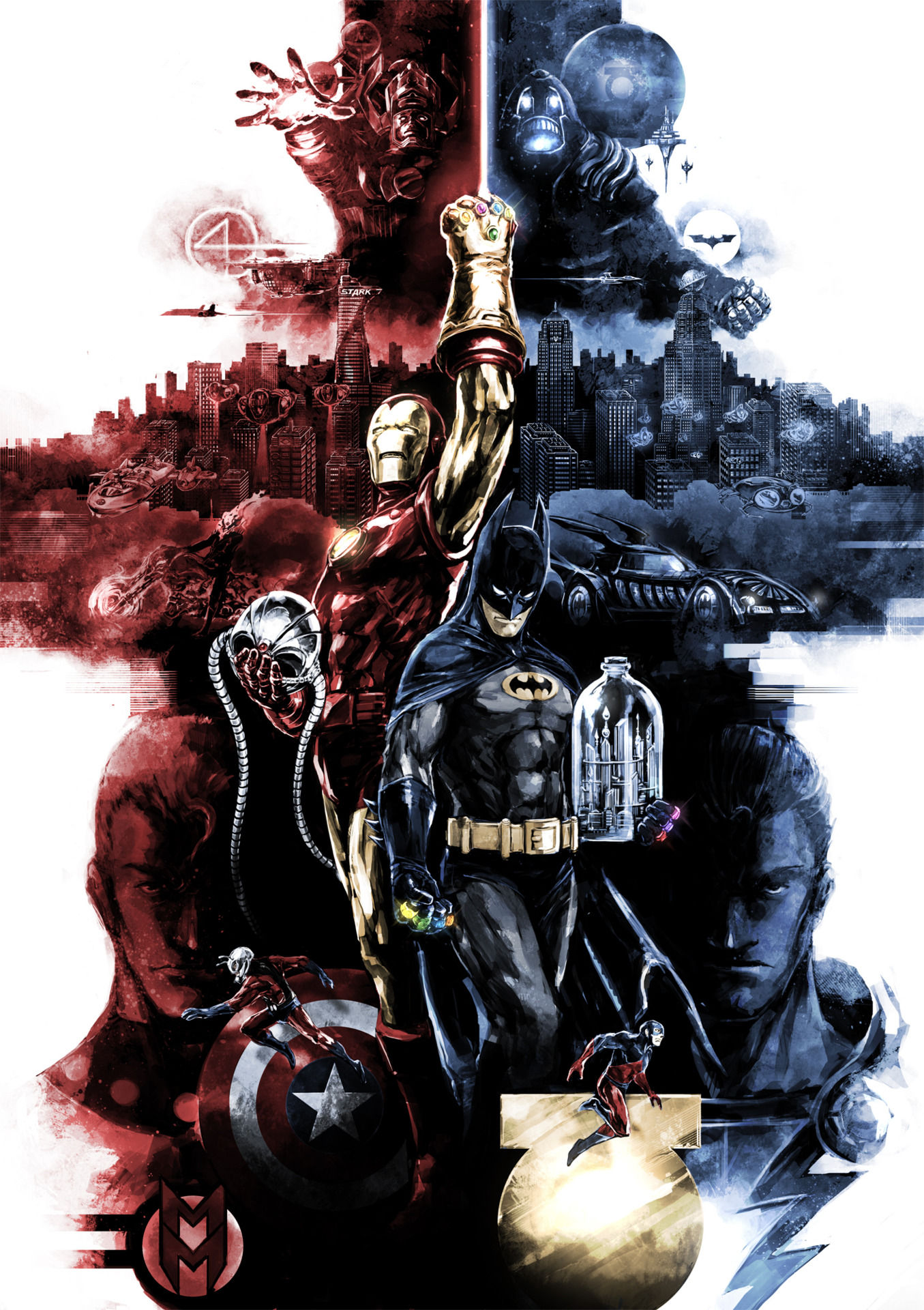 Wallpaper #KCwlSZMB0E1QgA7w7fLP51 Incredible Epic Iron Man Batman Digitally Painted Poster Gen